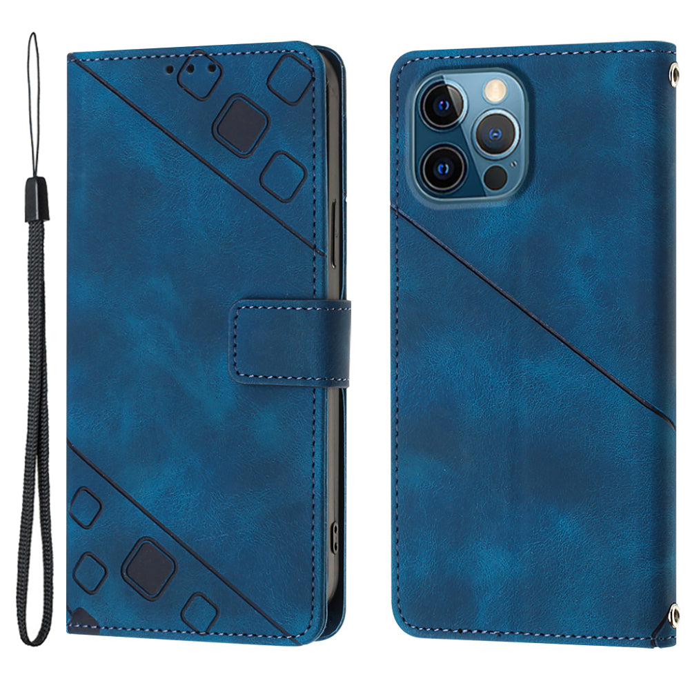 PT005 YB Imprinting Series-6 For iPhone 12 Pro Max 6.7 inch PU Leather Phone Case Flip Folio Stand Wallet Cover