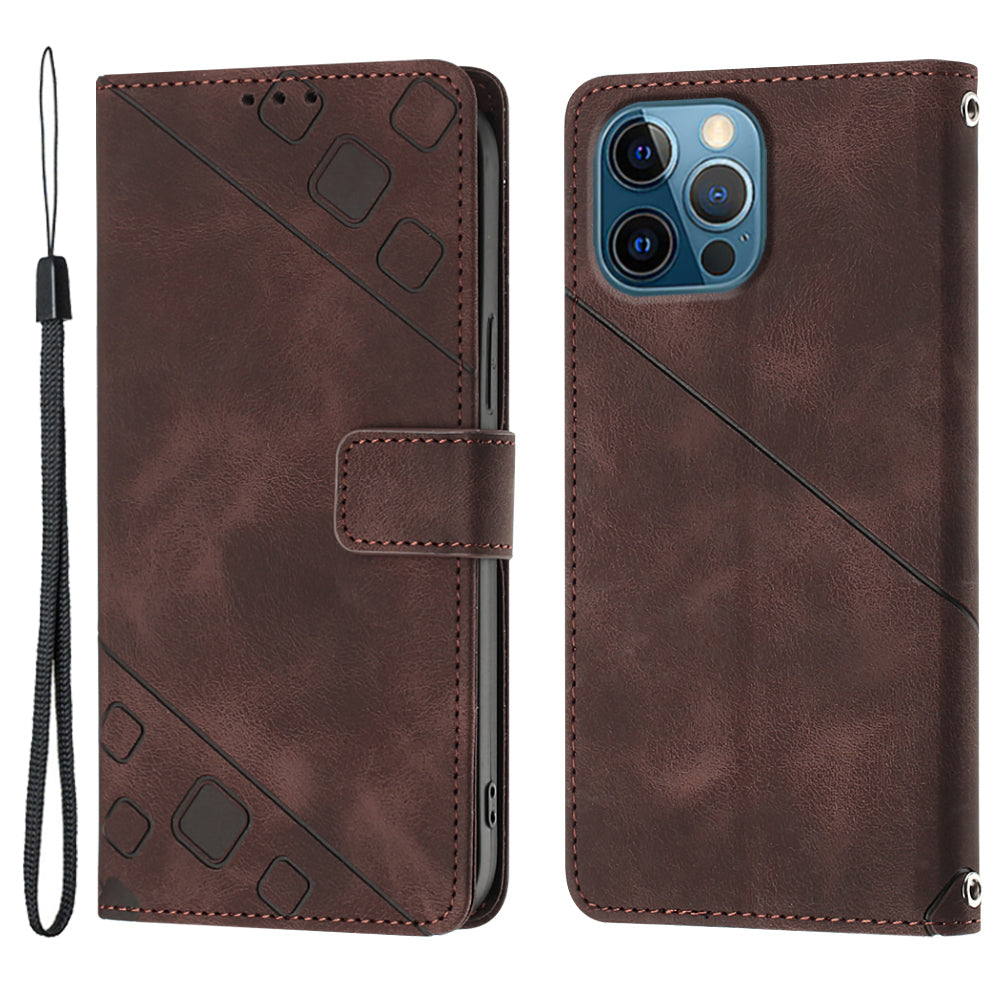 PT005 YB Imprinting Series-6 For iPhone 12 Pro Max 6.7 inch PU Leather Phone Case Flip Folio Stand Wallet Cover