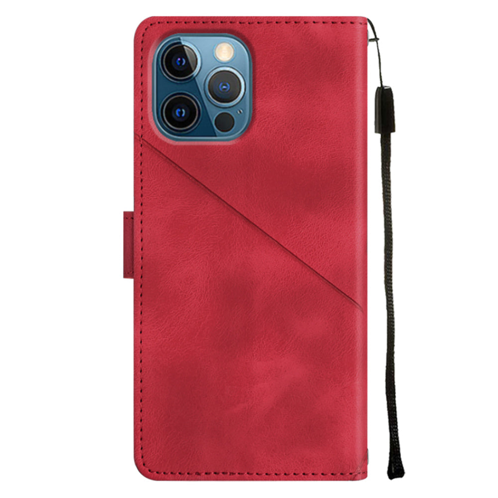 PT005 YB Imprinting Series-6 For iPhone 12 Pro Max 6.7 inch PU Leather Phone Case Flip Folio Stand Wallet Cover