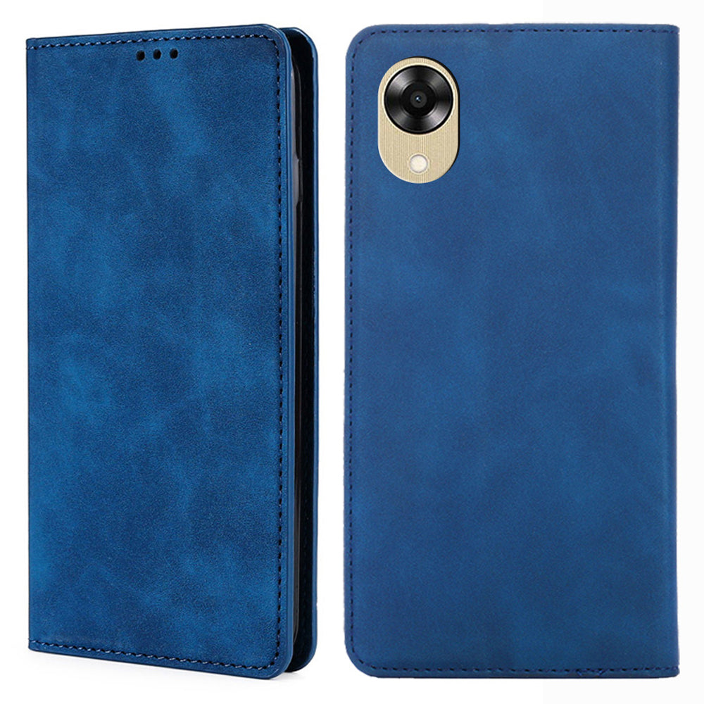 For Oppo A17k 4G Card Holder Folding Stand Cover Skin-touch Drop-proof Leather Phone Case