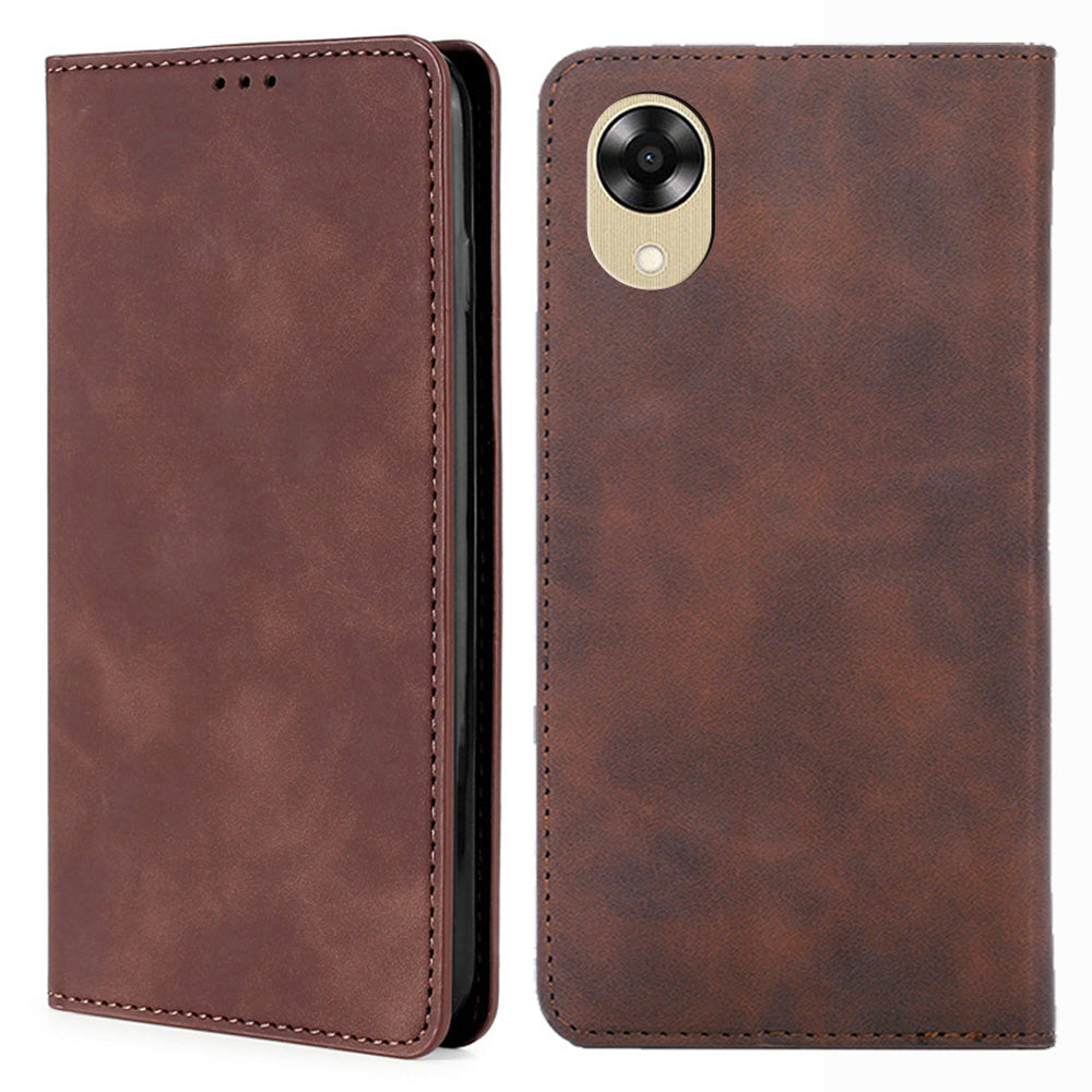 For Oppo A17k 4G Card Holder Folding Stand Cover Skin-touch Drop-proof Leather Phone Case