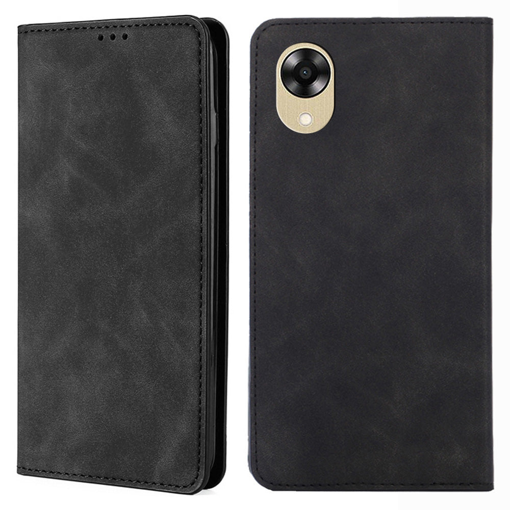 For Oppo A17k 4G Card Holder Folding Stand Cover Skin-touch Drop-proof Leather Phone Case