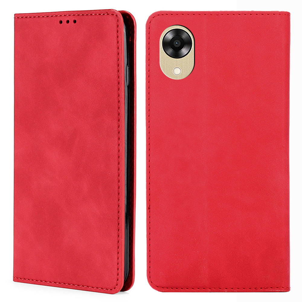 For Oppo A17k 4G Card Holder Folding Stand Cover Skin-touch Drop-proof Leather Phone Case