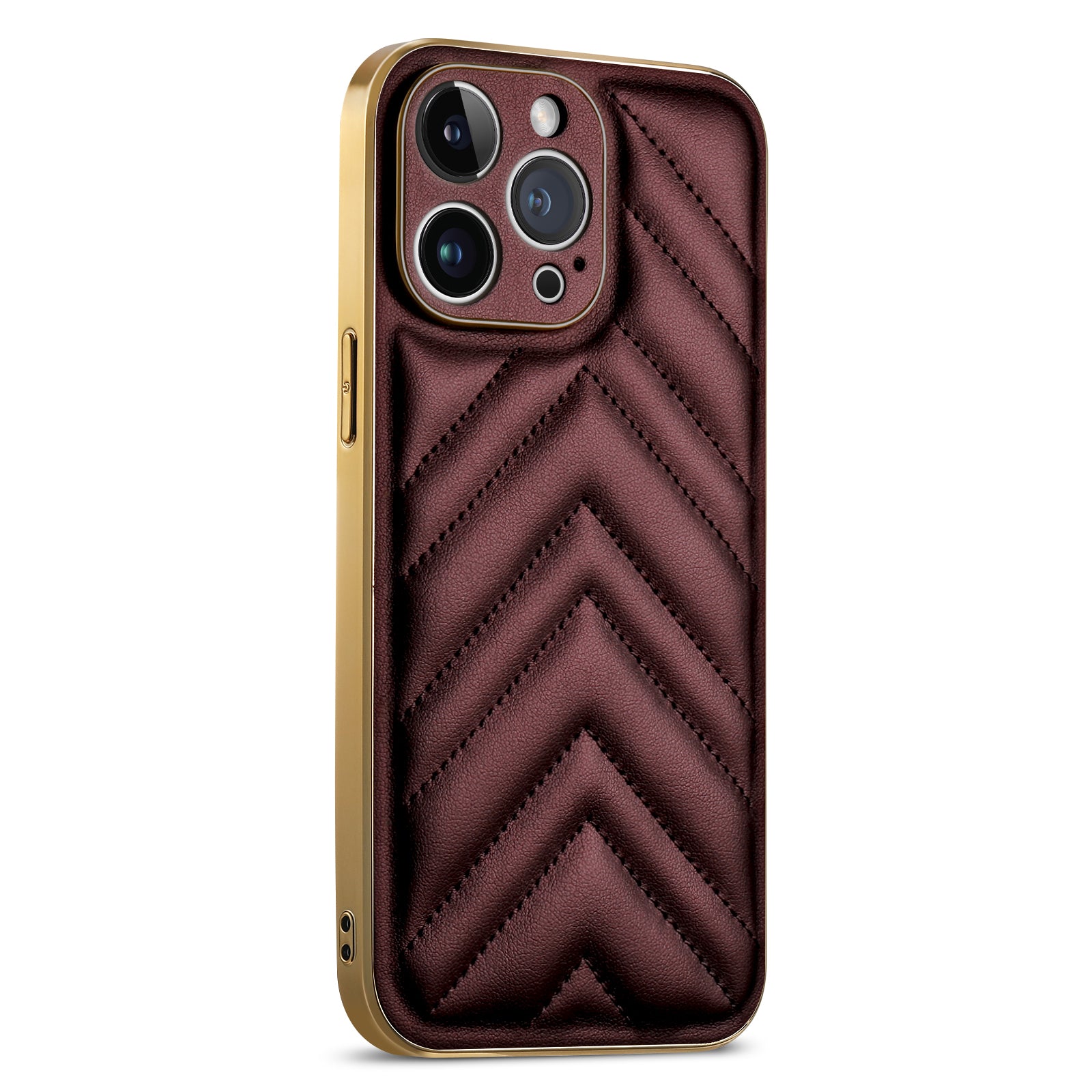 Shockproof Phone Cover For iPhone 14 Pro Max V-shape Grid Stitching Line Phone Case