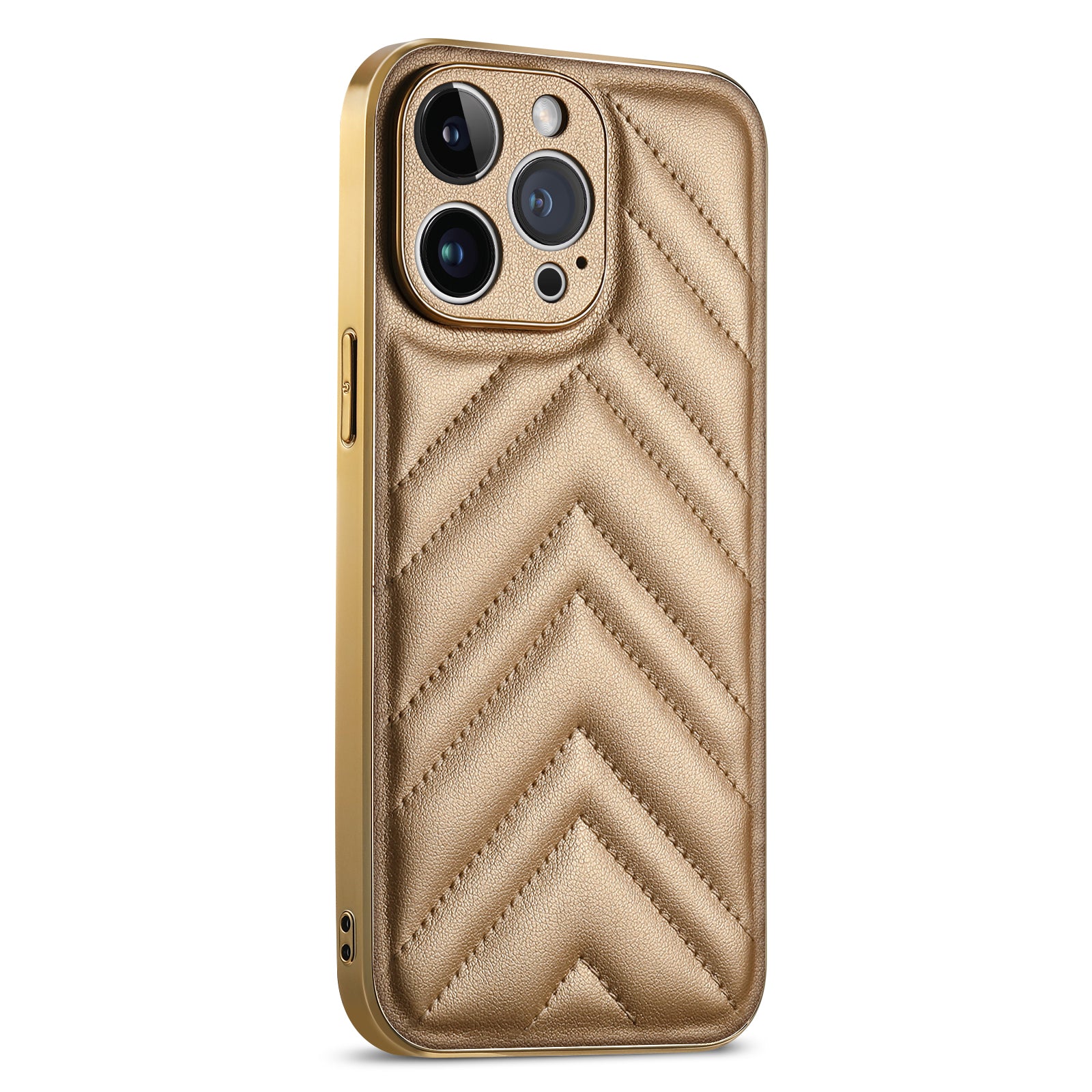 Shockproof Phone Cover For iPhone 14 Pro Max V-shape Grid Stitching Line Phone Case