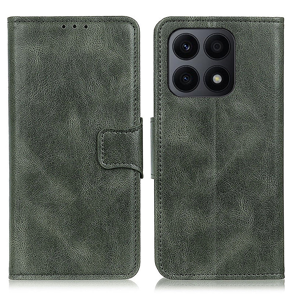 For Honor X8a 4G Shockproof Phone Case Crazy Horse Texture PU Leather Wallet Folding Stand Cover