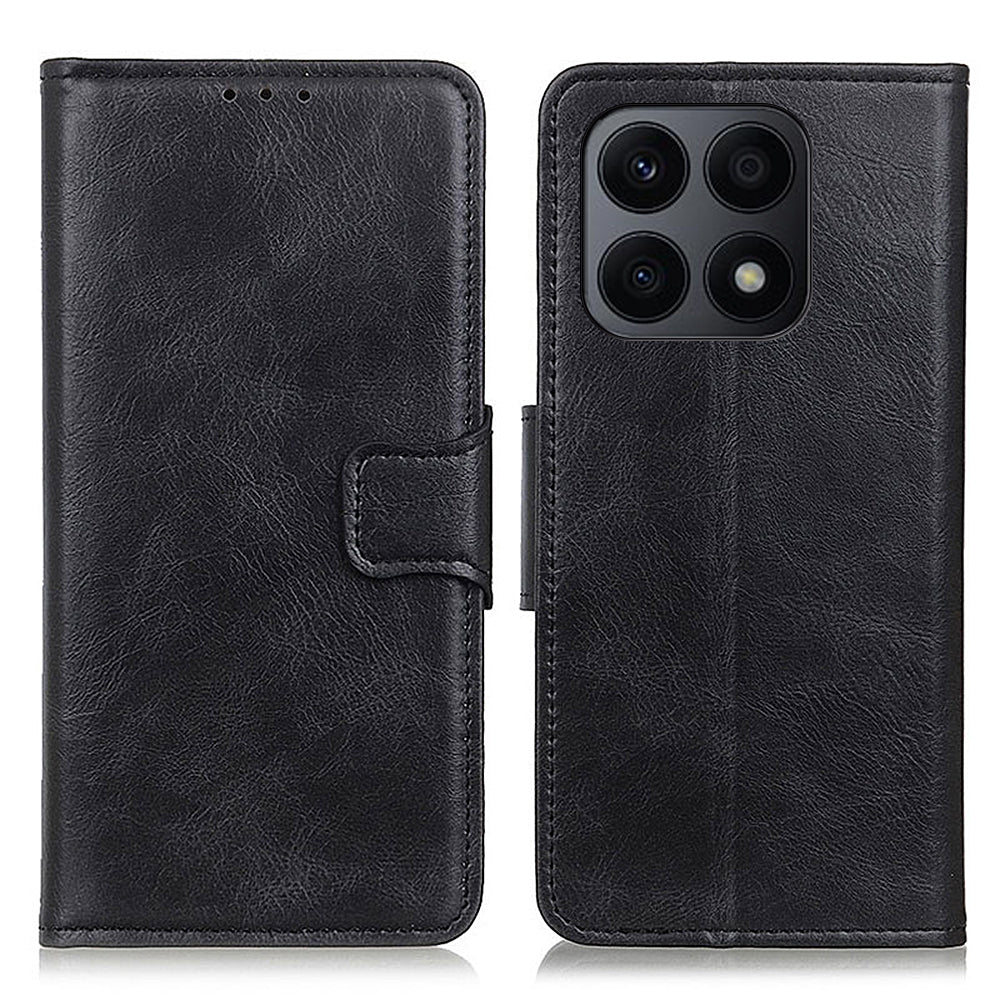 For Honor X8a 4G Shockproof Phone Case Crazy Horse Texture PU Leather Wallet Folding Stand Cover