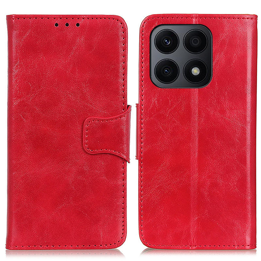 For Honor X8a 4G Drop-proof Phone Case Crazy Horse Texture Split Leather Wallet Cover with Stand