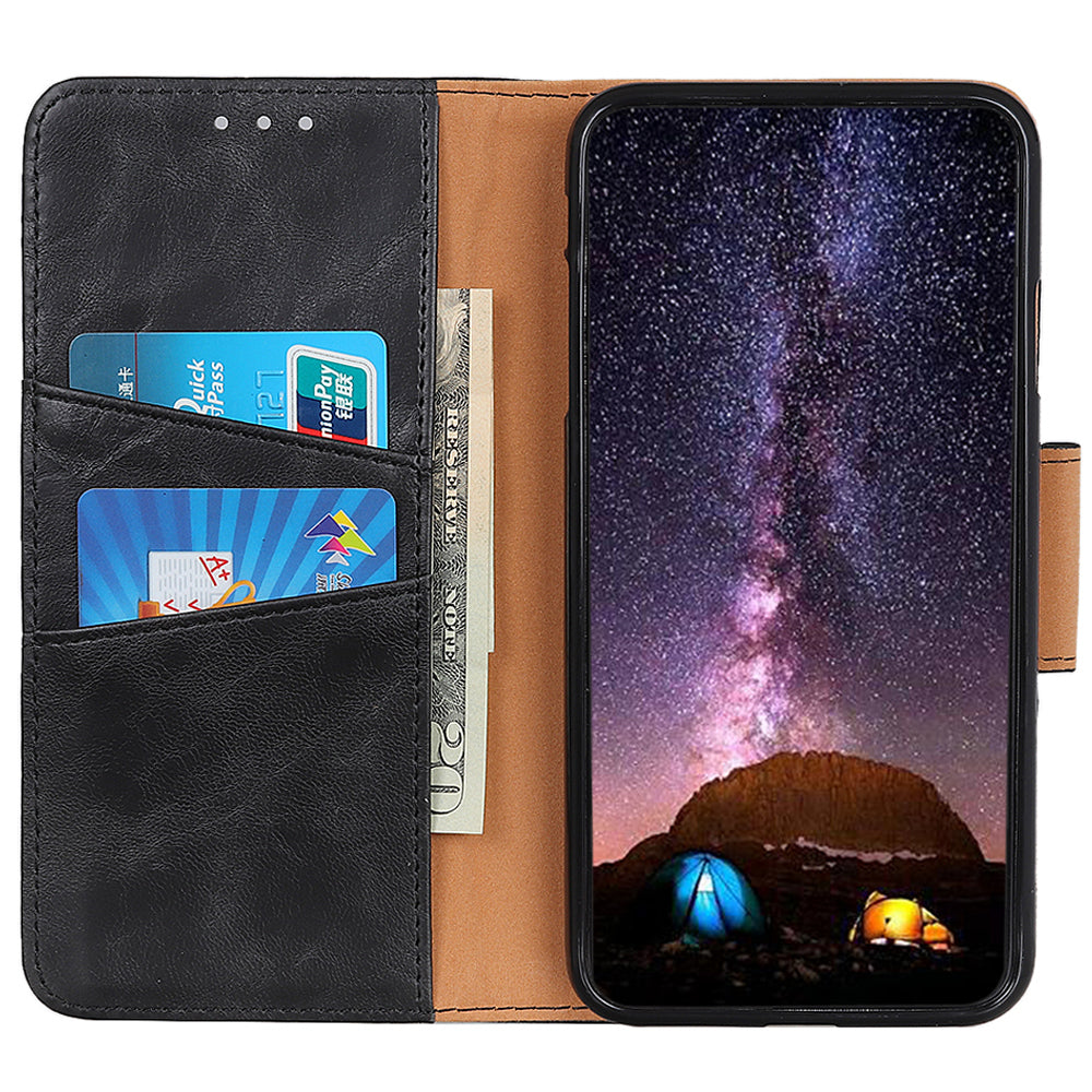 For Honor X8a 4G Drop-proof Phone Case Crazy Horse Texture Split Leather Wallet Cover with Stand