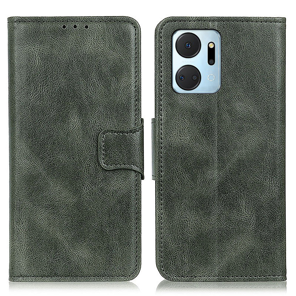 For Honor X7a 5G Crazy Horse Texture PU Leather Wallet Phone Case Drop-proof Folding Stand Cover