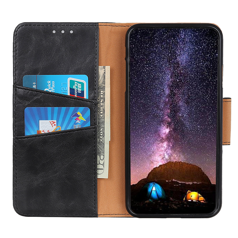 For Honor X7a 5G Crazy Horse Texture Split Leather Wallet Cover Shockproof Cell Phone Stand Case