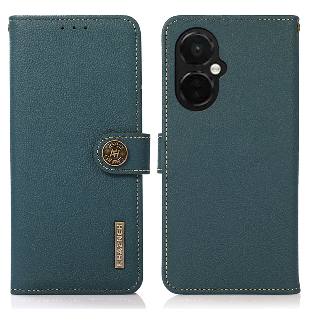 KHAZNEH For OnePlus Nord CE 3 Lite 5G Nord N30 5G RFID Blocking Phone Wallet Case Genuine Leather Stand Phone Cover