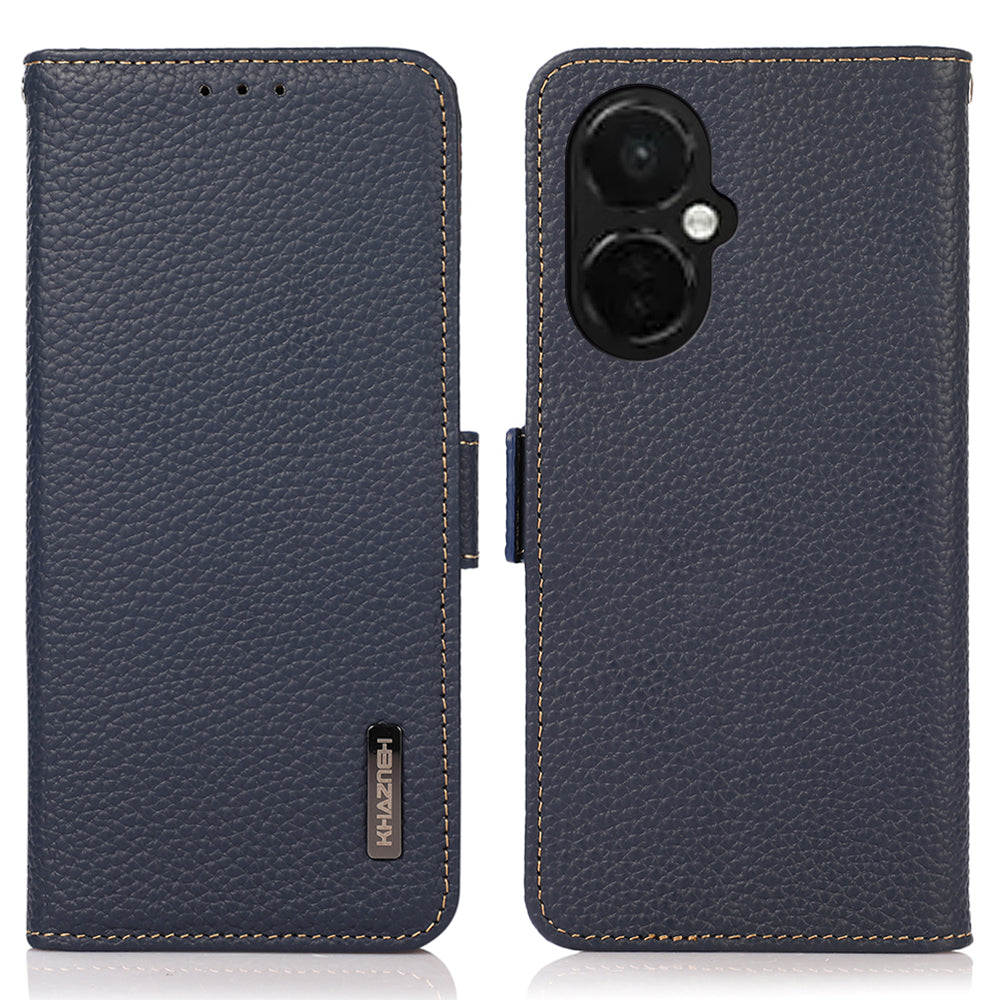 KHAZNEH For OnePlus Nord CE 3 Lite 5G Nord N30 5G RFID Blocking Phone Case Genuine Cow Leather Wallet Stand Smartphone Cover