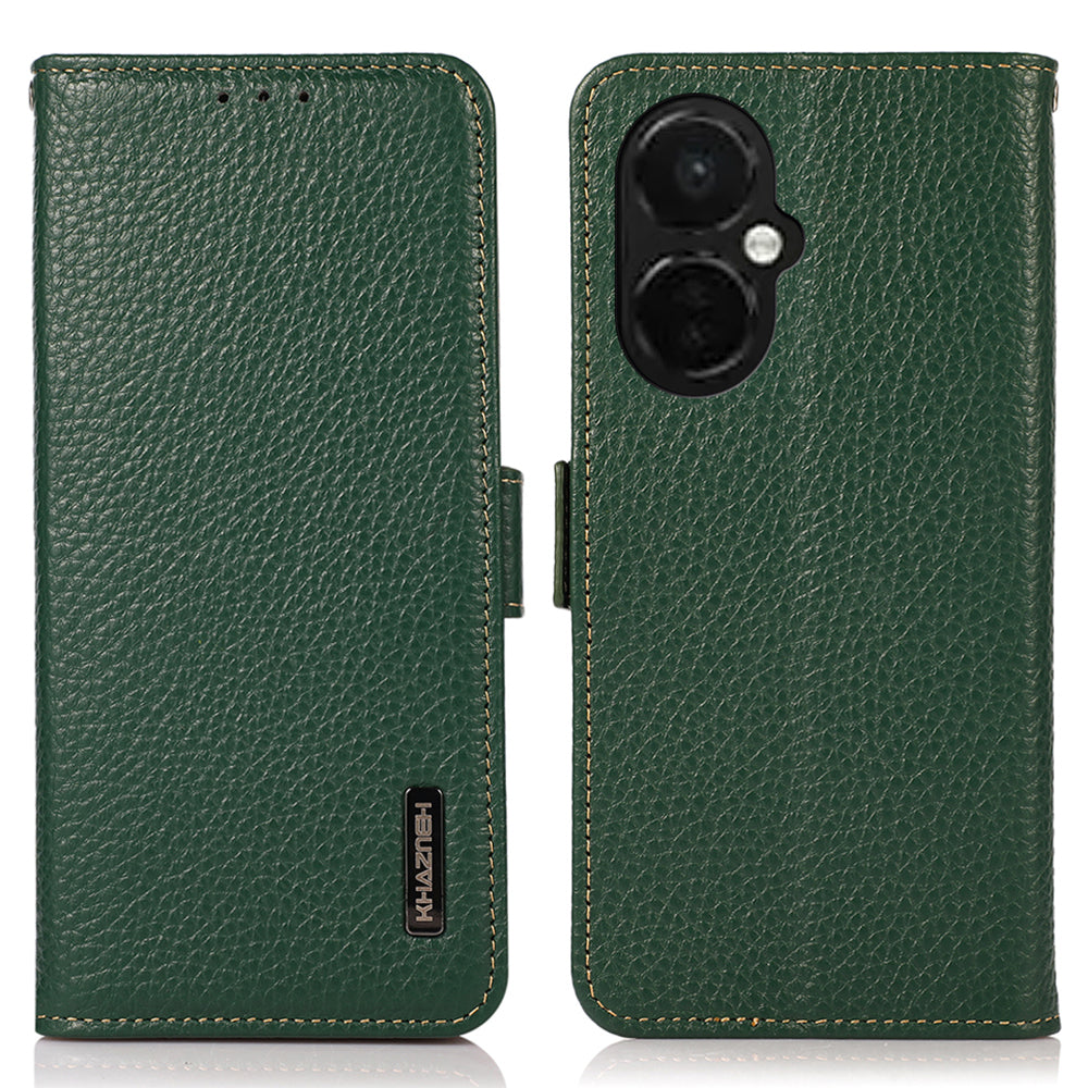 KHAZNEH For OnePlus Nord CE 3 Lite 5G Nord N30 5G RFID Blocking Phone Case Genuine Cow Leather Wallet Stand Smartphone Cover