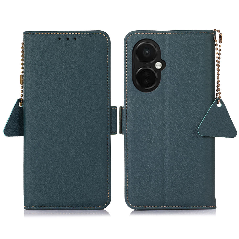 TJ RFID Blocking Phone Case for OnePlus Nord CE 3 Lite 5G Nord N30 5G Genuine Cow Leather Wallet Stand Phone Cover