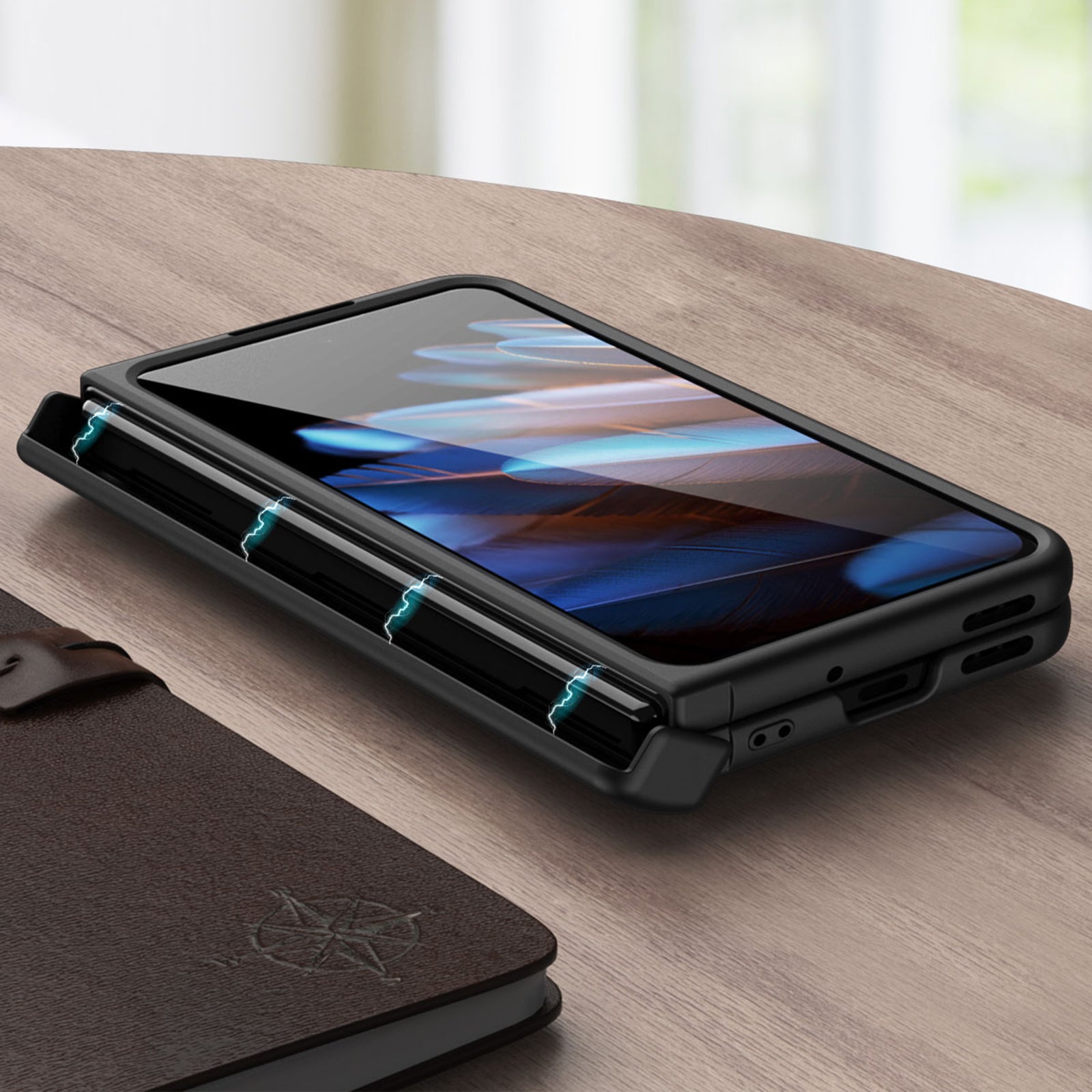 Anti-scratch Phone Cover For Oppo Find N2 5G Side Hinge Hard PC Phone Case with Tempered Glass Film