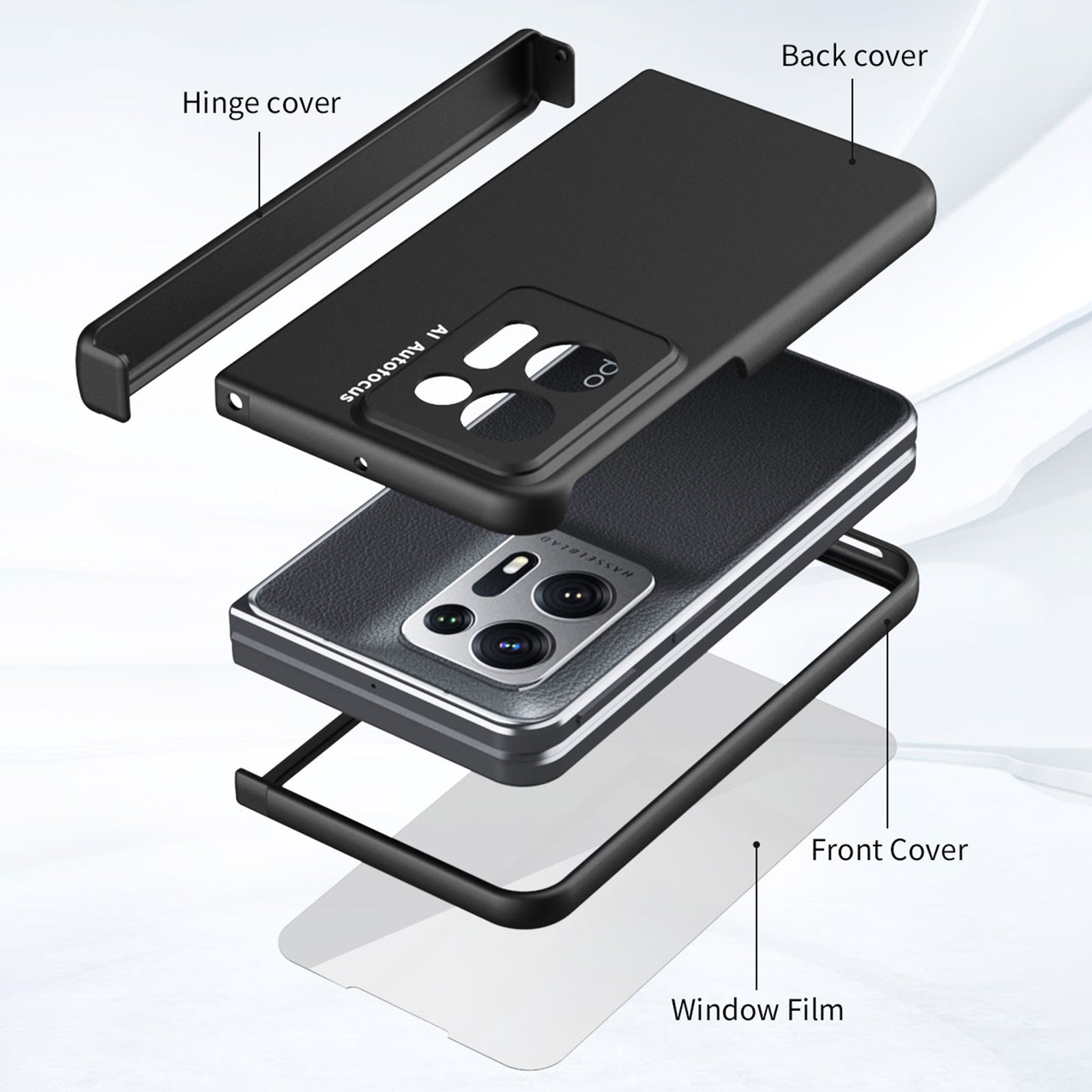 Anti-scratch Phone Cover For Oppo Find N2 5G Side Hinge Hard PC Phone Case with Tempered Glass Film