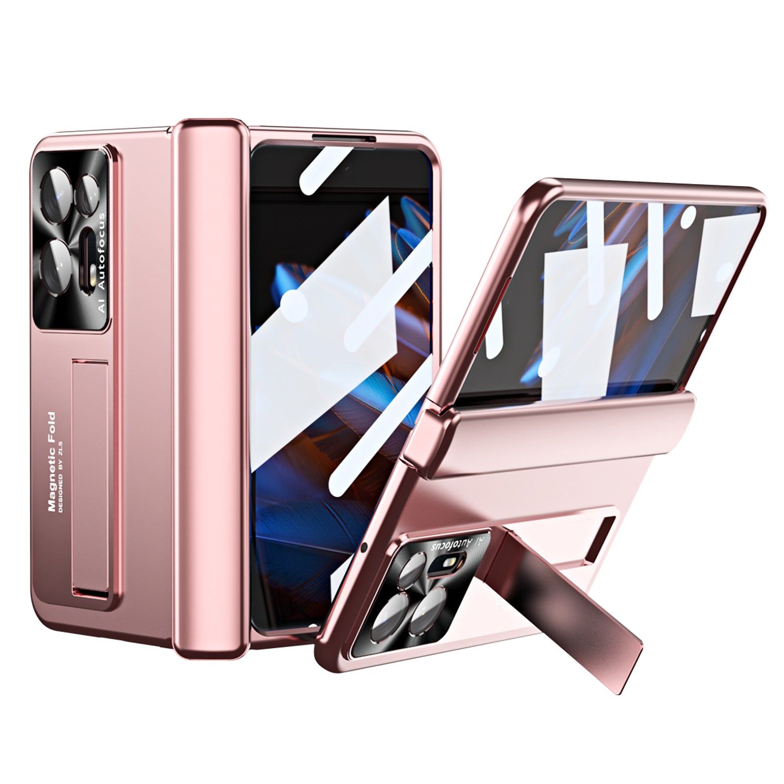 Anti-scratch Phone Case For Oppo Find N2 5G Hinge Protection Kickstand PC Phone Cover with Screen Film