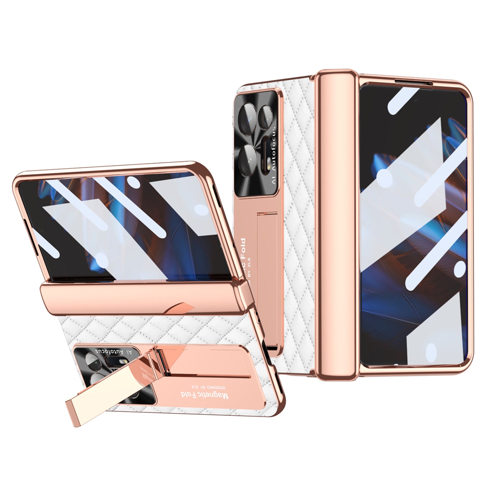 For Oppo Find N2 5G Anti-fall Phone Case PU Leather Coated PC Hinge Protective Phone Cover with Screen and Lens Film