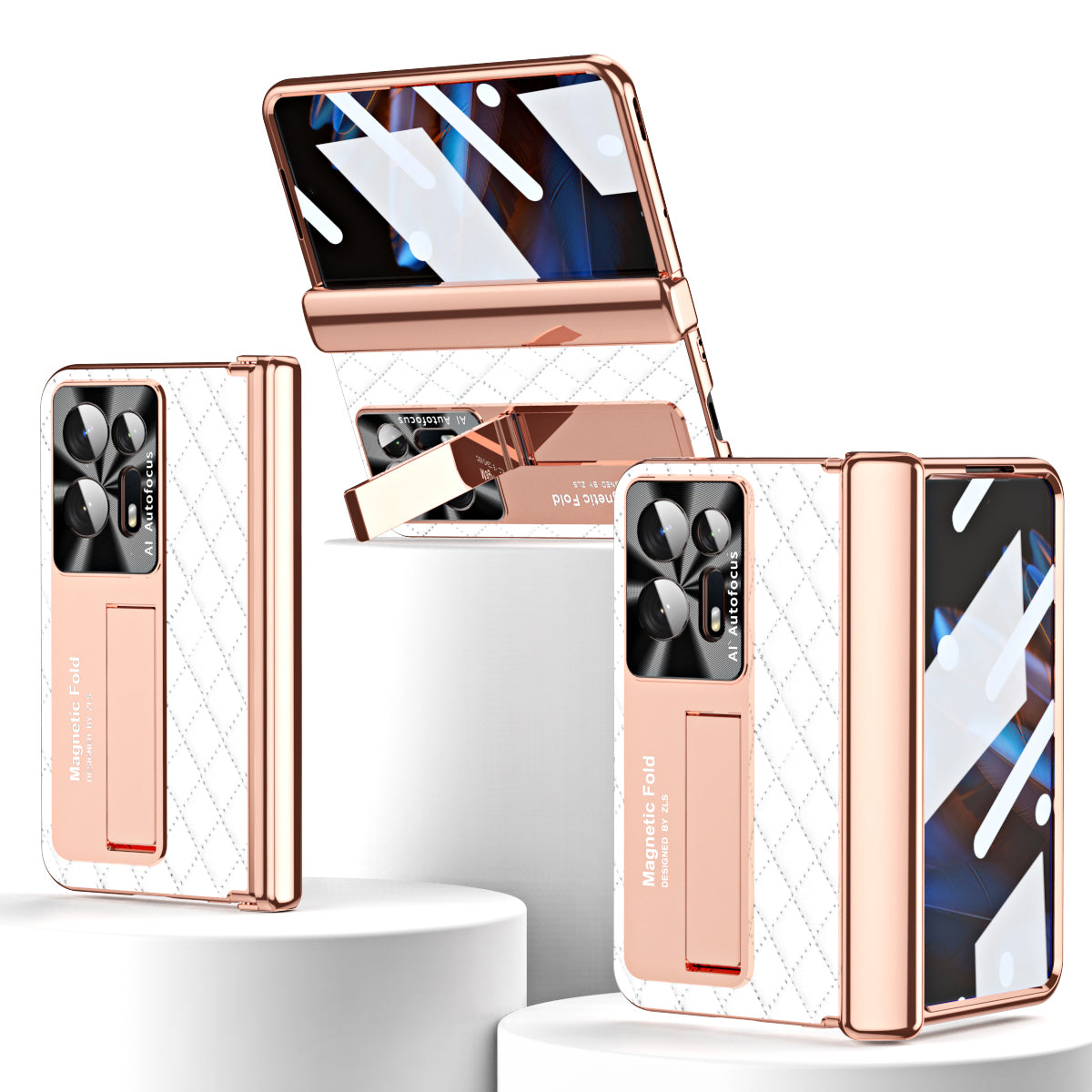 For Oppo Find N2 5G Anti-fall Phone Case PU Leather Coated PC Hinge Protective Phone Cover with Screen and Lens Film