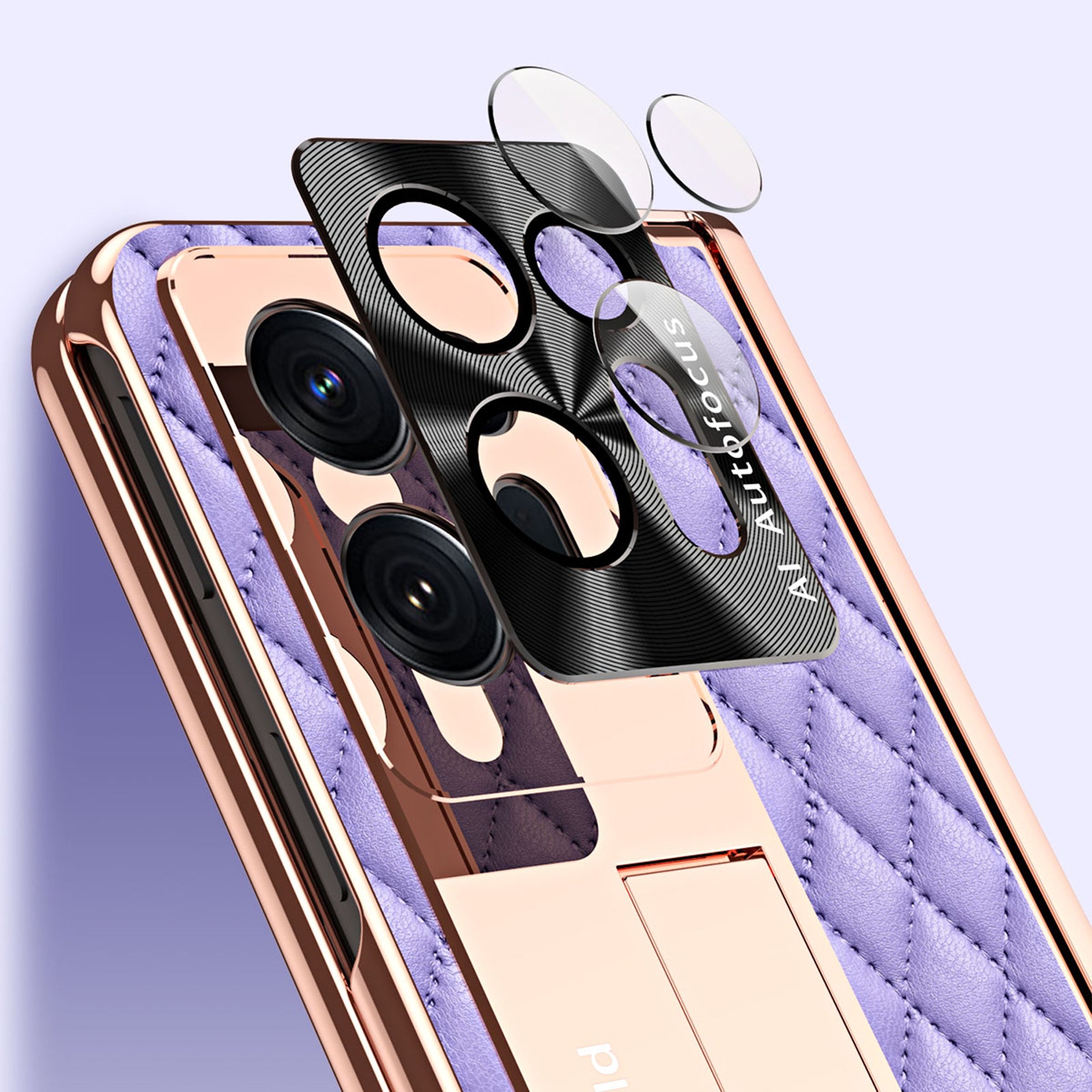 For Oppo Find N2 5G Anti-fall Phone Case PU Leather Coated PC Hinge Protective Phone Cover with Screen and Lens Film