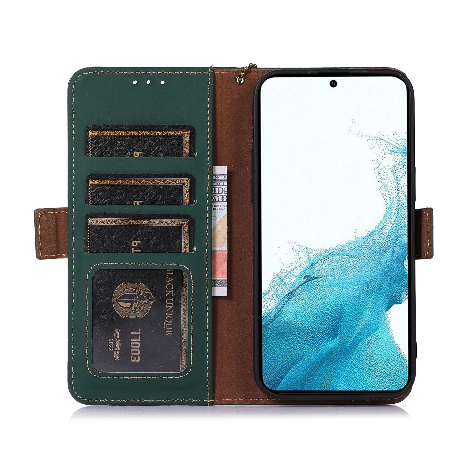 For Samsung Galaxy A24 4G Stand Magnetic Flip Phone Case Genuine Cow Leather Wallet RFID Blocking Cover