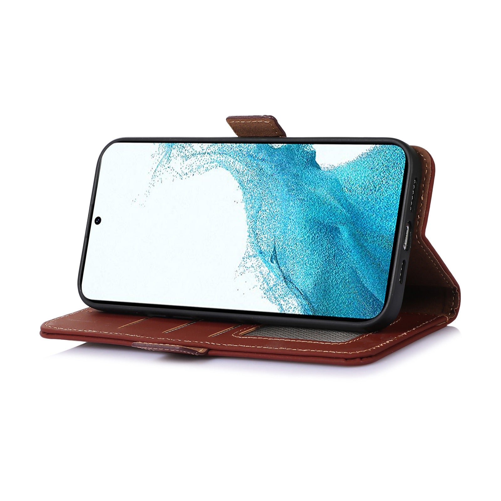 For Samsung Galaxy A24 4G Stand Magnetic Flip Phone Case Genuine Cow Leather Wallet RFID Blocking Cover