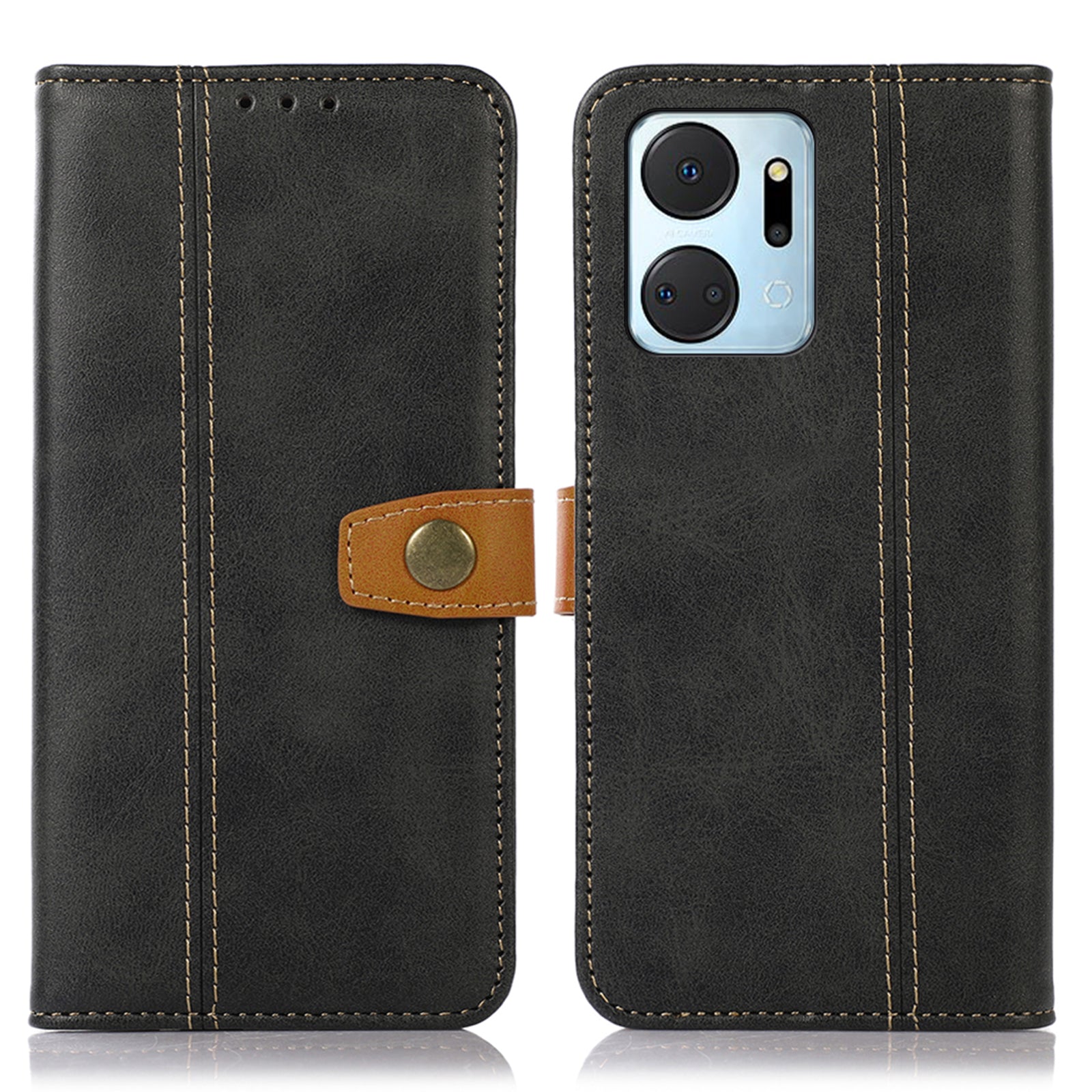 Calf Texture Phone Leather Case for Honor X7a 5G Stand Wallet Mobile Phone Cover