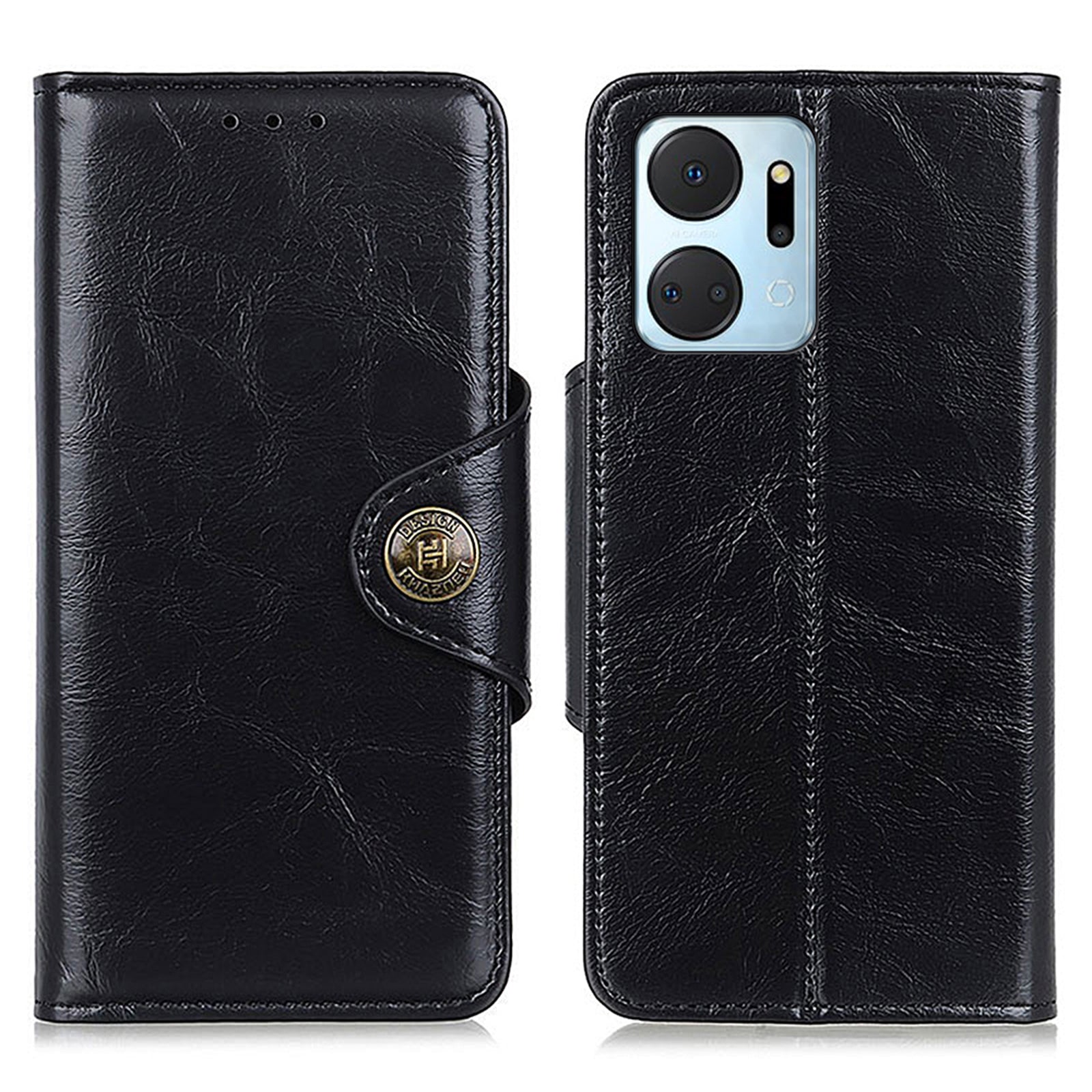 KHAZHEN For Honor X7a 5G Textured Leather Phone Case Wallet Stand Mobile Phone Cover