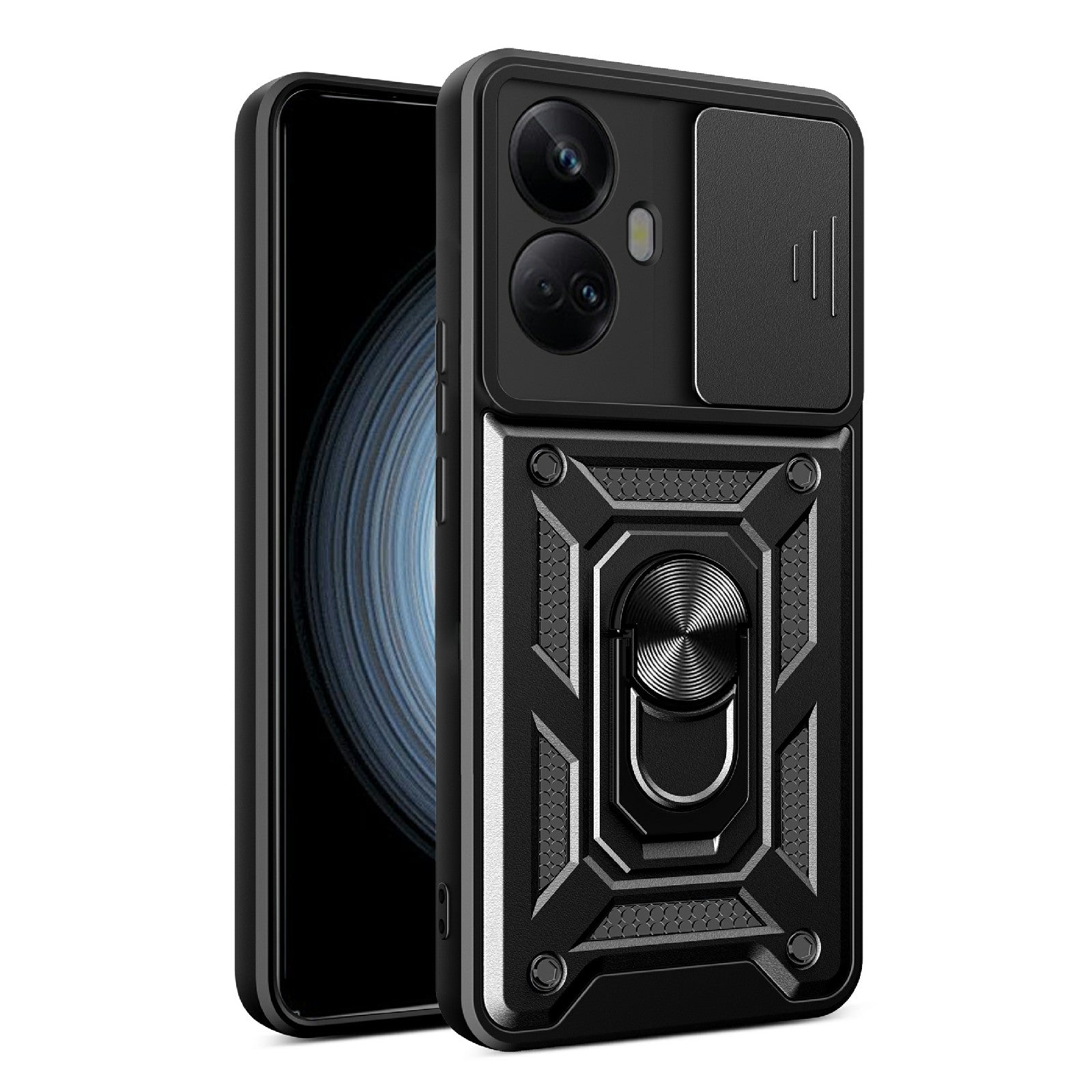 For Realme 10 Pro 5G Kickstand Phone Holder Sliding Camera Cover PC TPU Phone Case