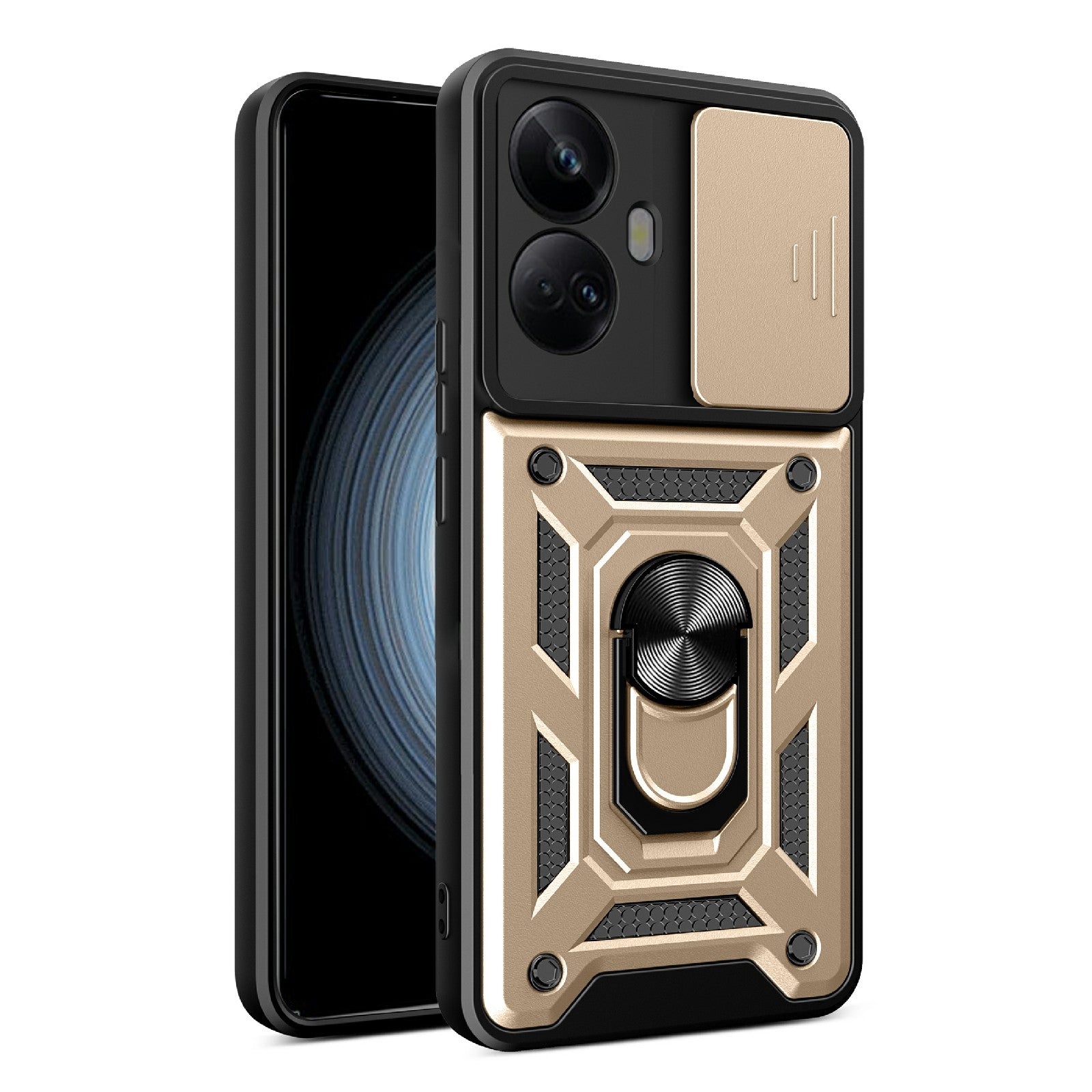 For Realme 10 Pro 5G Kickstand Phone Holder Sliding Camera Cover PC TPU Phone Case