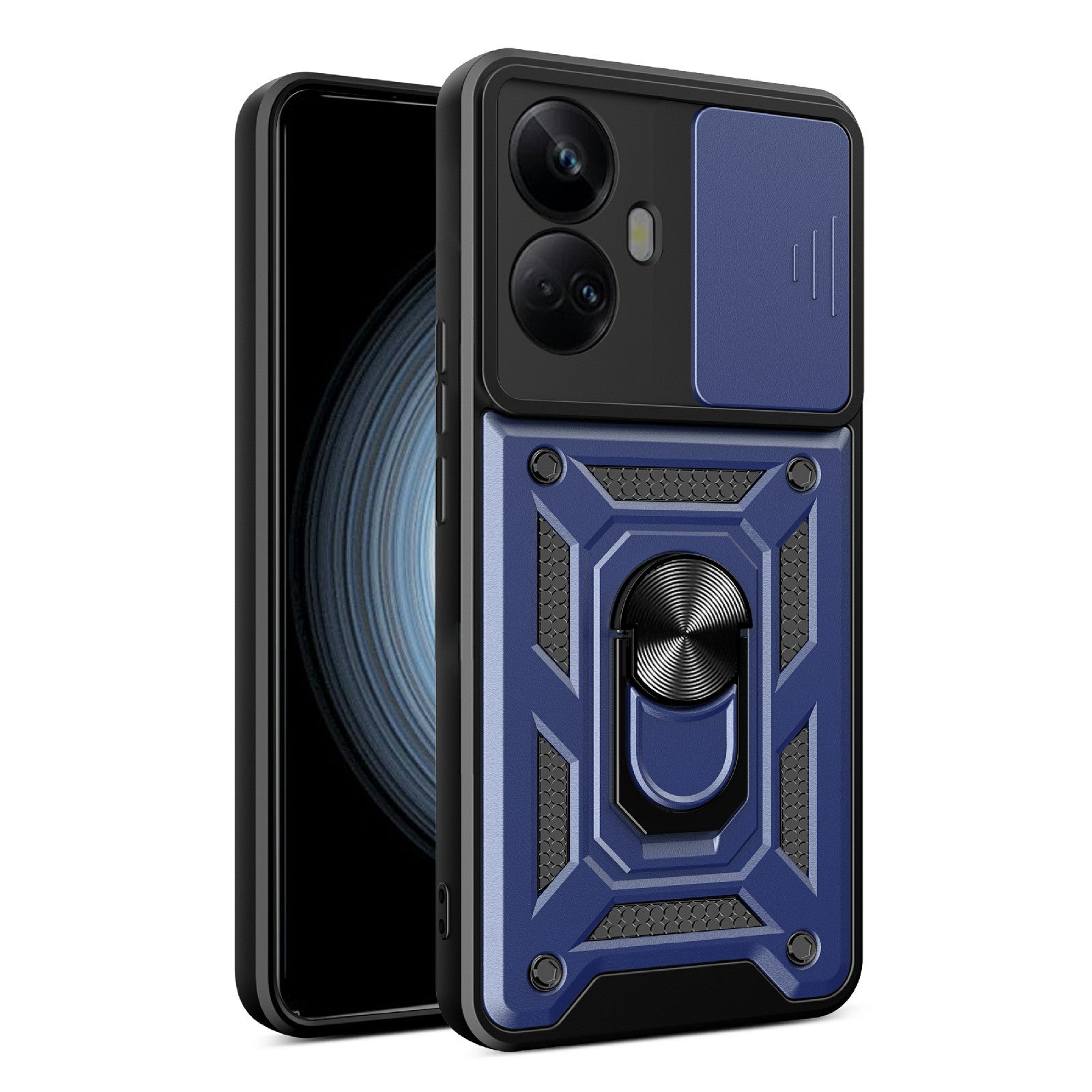 For Realme 10 Pro 5G Kickstand Phone Holder Sliding Camera Cover PC TPU Phone Case