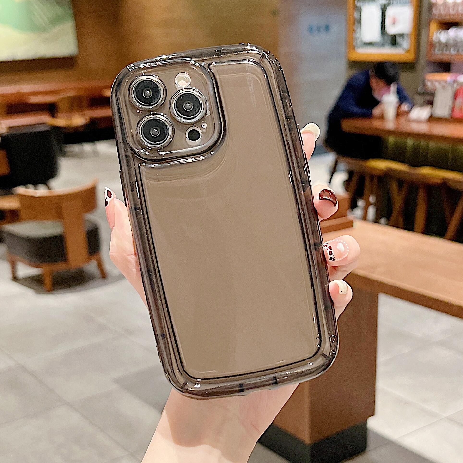 Til iPhone 14 Pro Max Stødsikker Airbag Gennemsigtig TPU-telefontaske Blødt Beskyttelsescover - Brun