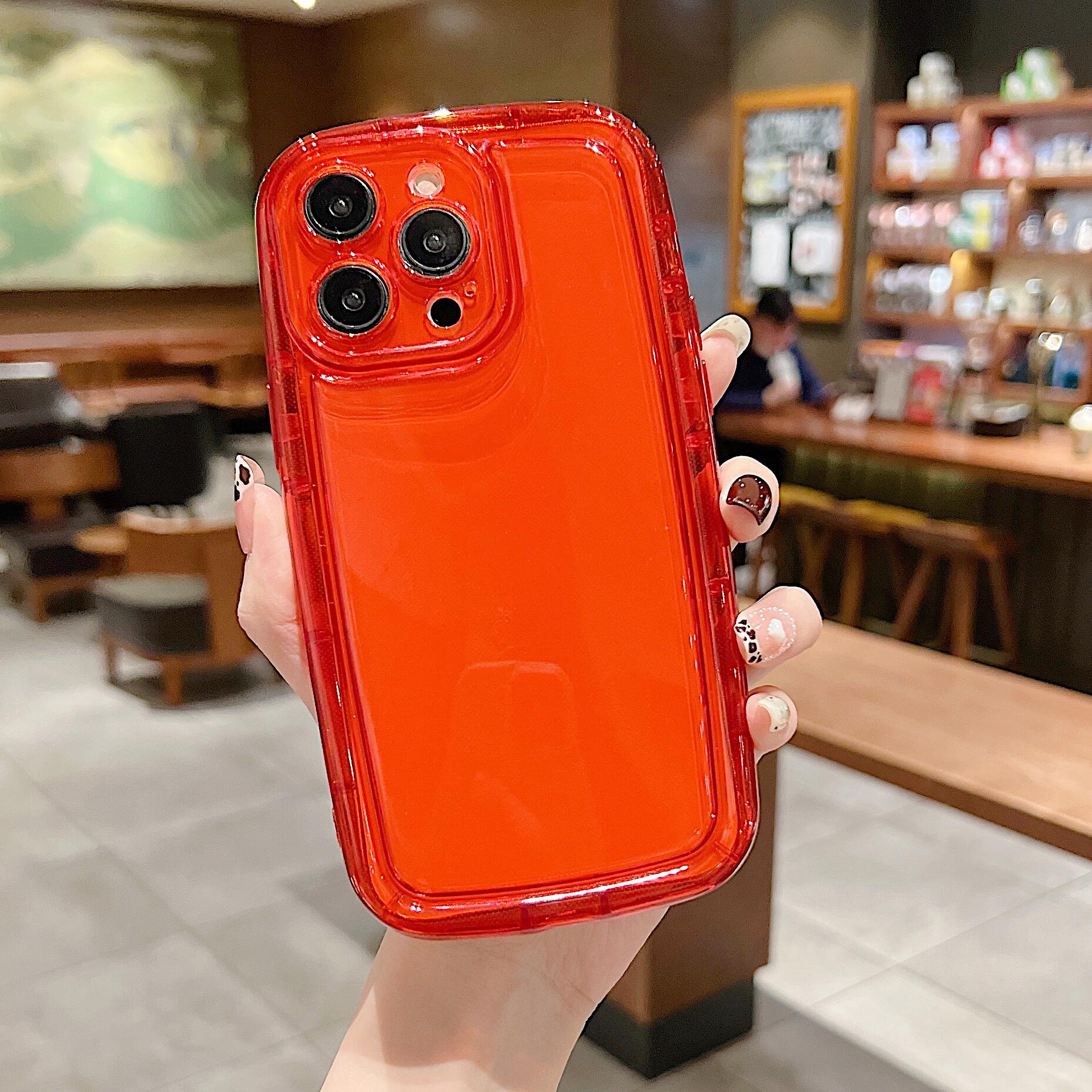 For iPhone 13 Pro Max 6.7 inch Shockproof Airbag Transparent Back Protective Cover Soft TPU Phone Case - Brown
