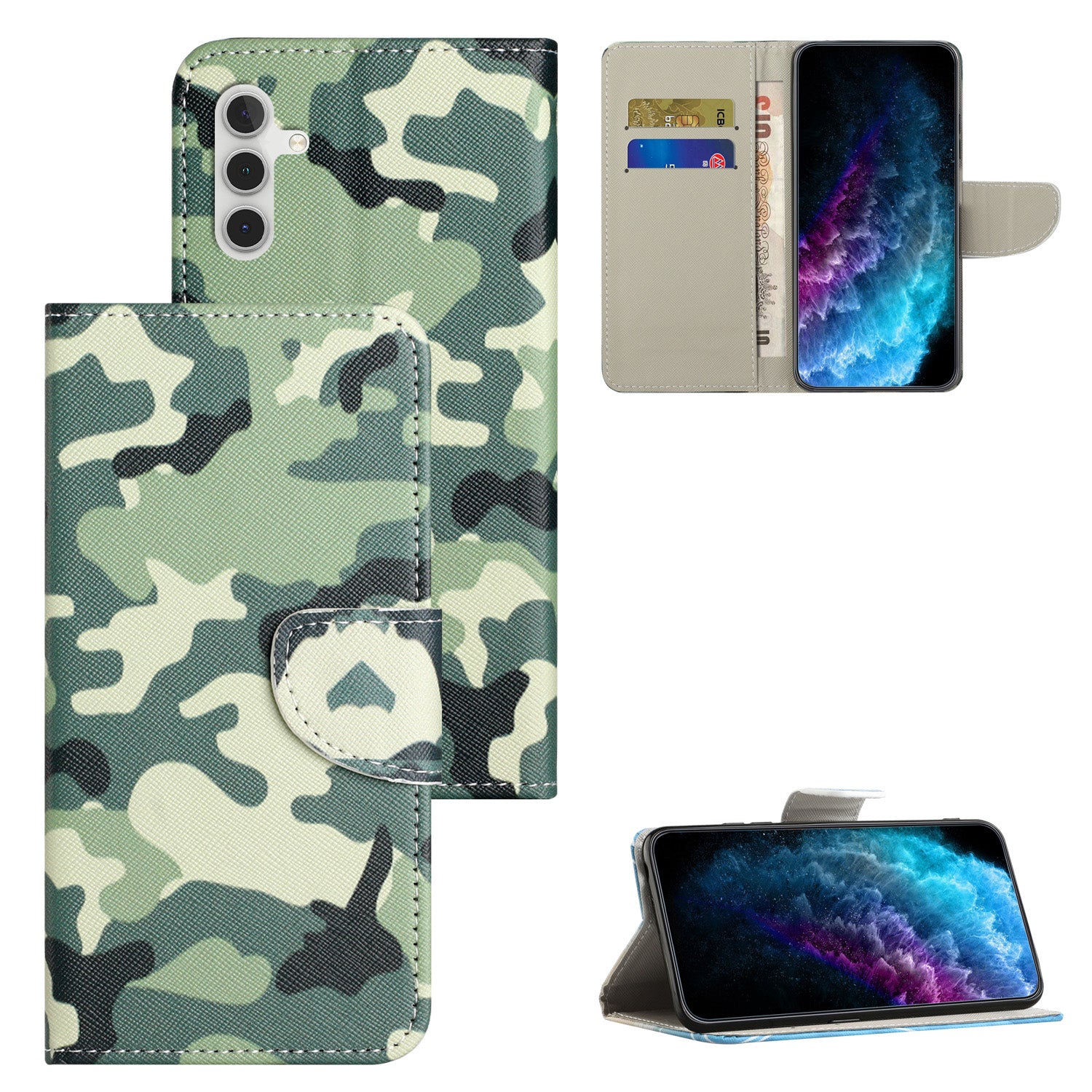 For Samsung Galaxy A24 4G Stand Phone Case Pattern Printing Wallet Phone Leather Cover