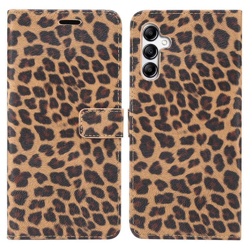 Til Samsung Galaxy A14 4G / 5G Leopardmønster PU-lædertelefontaske Flip Stand Wallet Telefoncover
