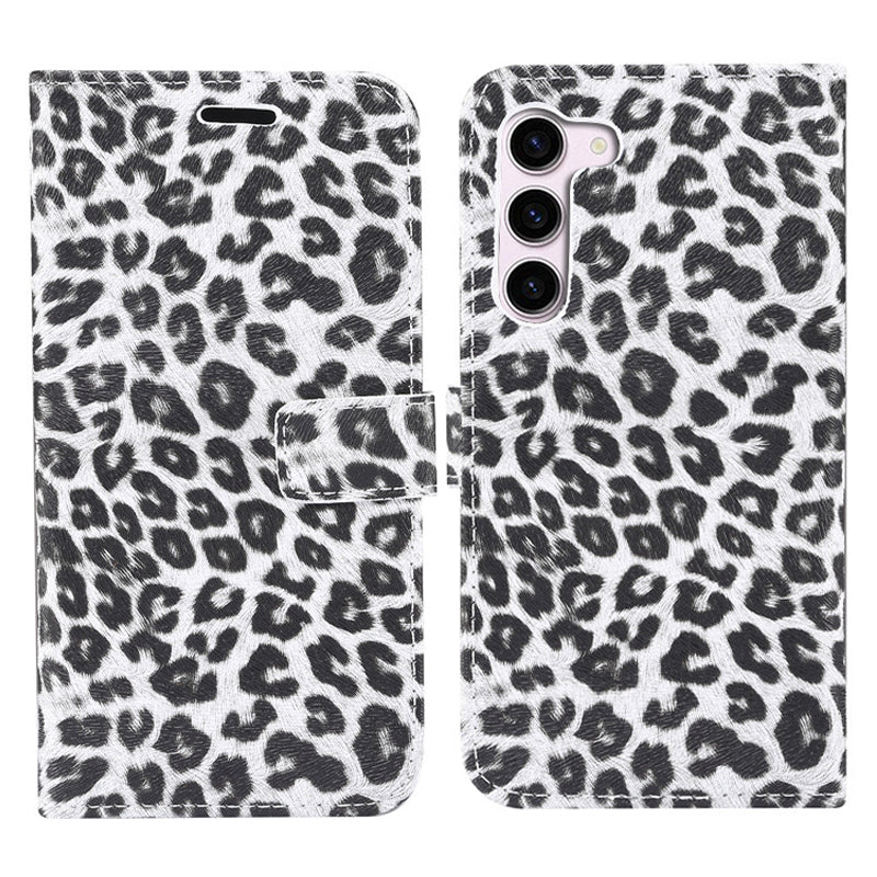 For Samsung Galaxy S23 PU Leather Flip Case Leopard Pattern Stand Wallet Phone Cover