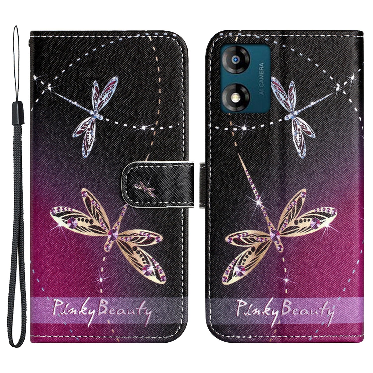Wallet Case For Motorola Moto E13 4G Flip PU Leather 3D Pattern Printing Stand Phone Cover