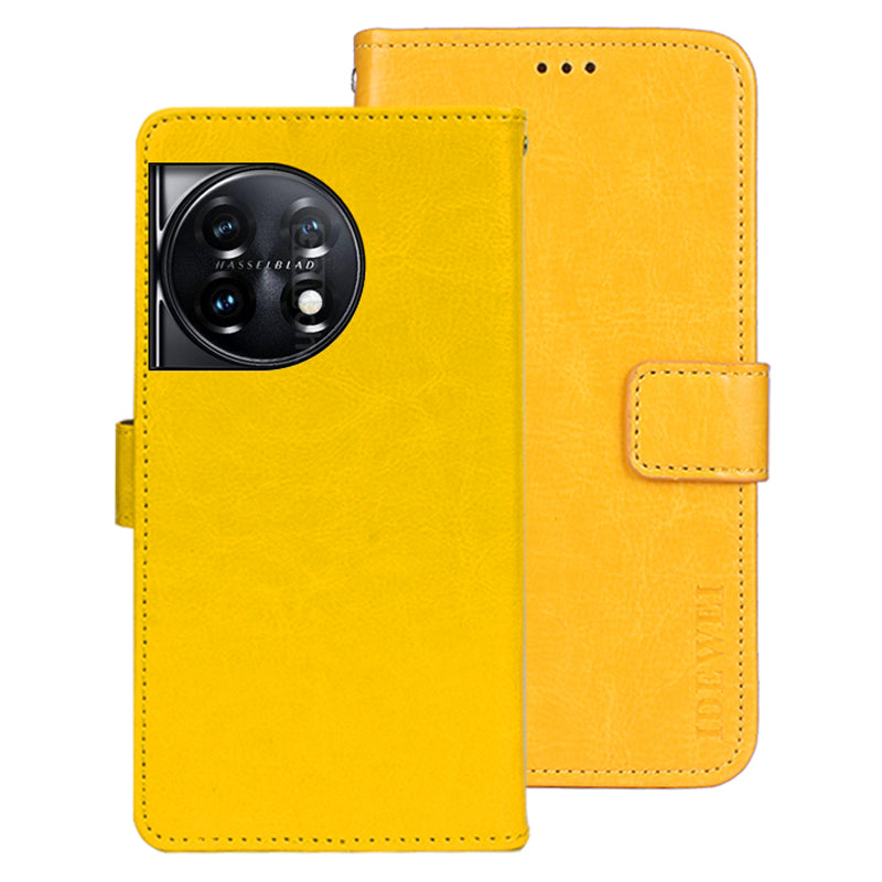 IDEWEI For OnePlus 11 5G Stand Crazy Horse Texture Wallet Cover Anti-Scratch PU Leather Phone Flip Case