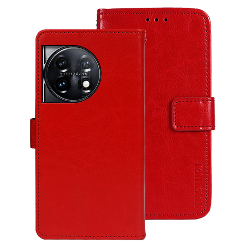 IDEWEI For OnePlus 11 5G Stand Crazy Horse Texture Wallet Cover Anti-Scratch PU Leather Phone Flip Case