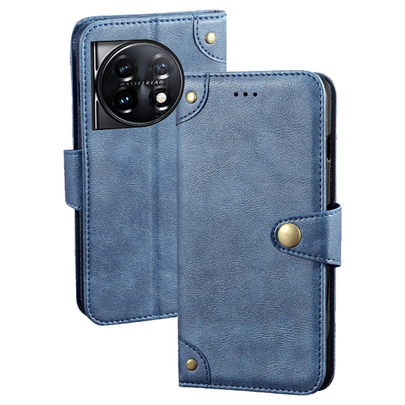 IDEWEI For OnePlus 11 5G Phone Flip Case Fine Texture TPU PU Leather Wallet Phone Stand Cover