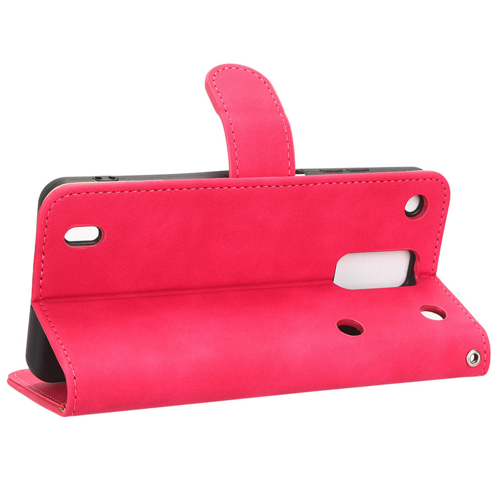 For ZTE Blade A32 PU Leather Phone Case Wallet Skin-touch Feeling Stand Cover Phone Protector