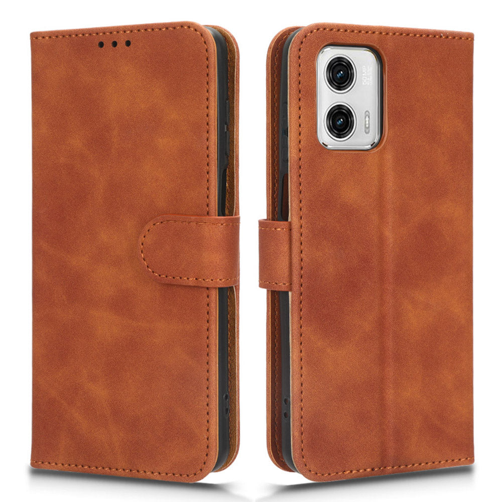 Anti-fall Phone Case For Motorola Moto G73 5G PU Leather Wallet Stand Skin-touch Feeling Phone Cover