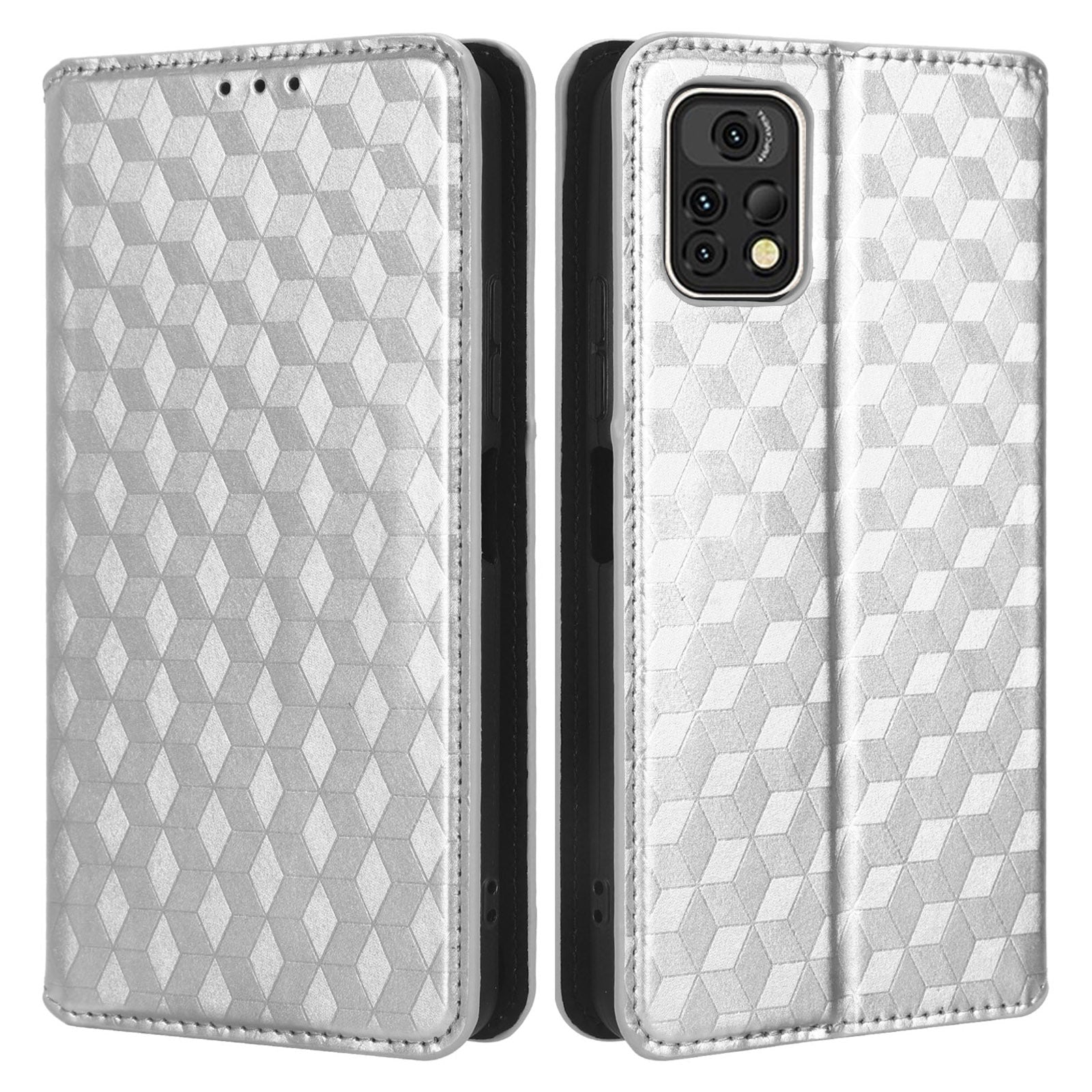 For Umidigi A13 Pro Cell Phone Case Imprinted Rhombus Pattern PU Leather Wallet Anti-Dust Stand Cover