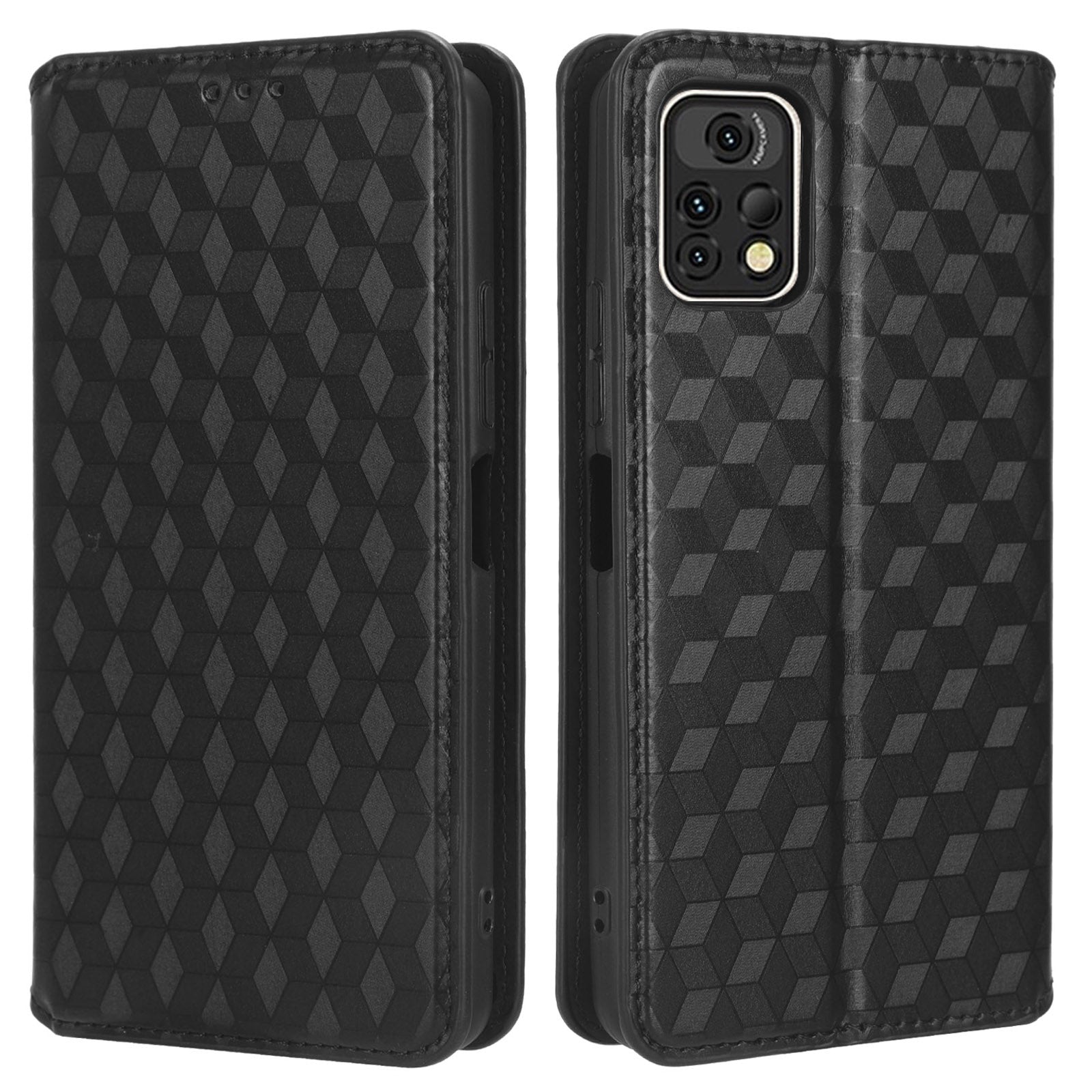 For Umidigi A13 Pro Cell Phone Case Imprinted Rhombus Pattern PU Leather Wallet Anti-Dust Stand Cover