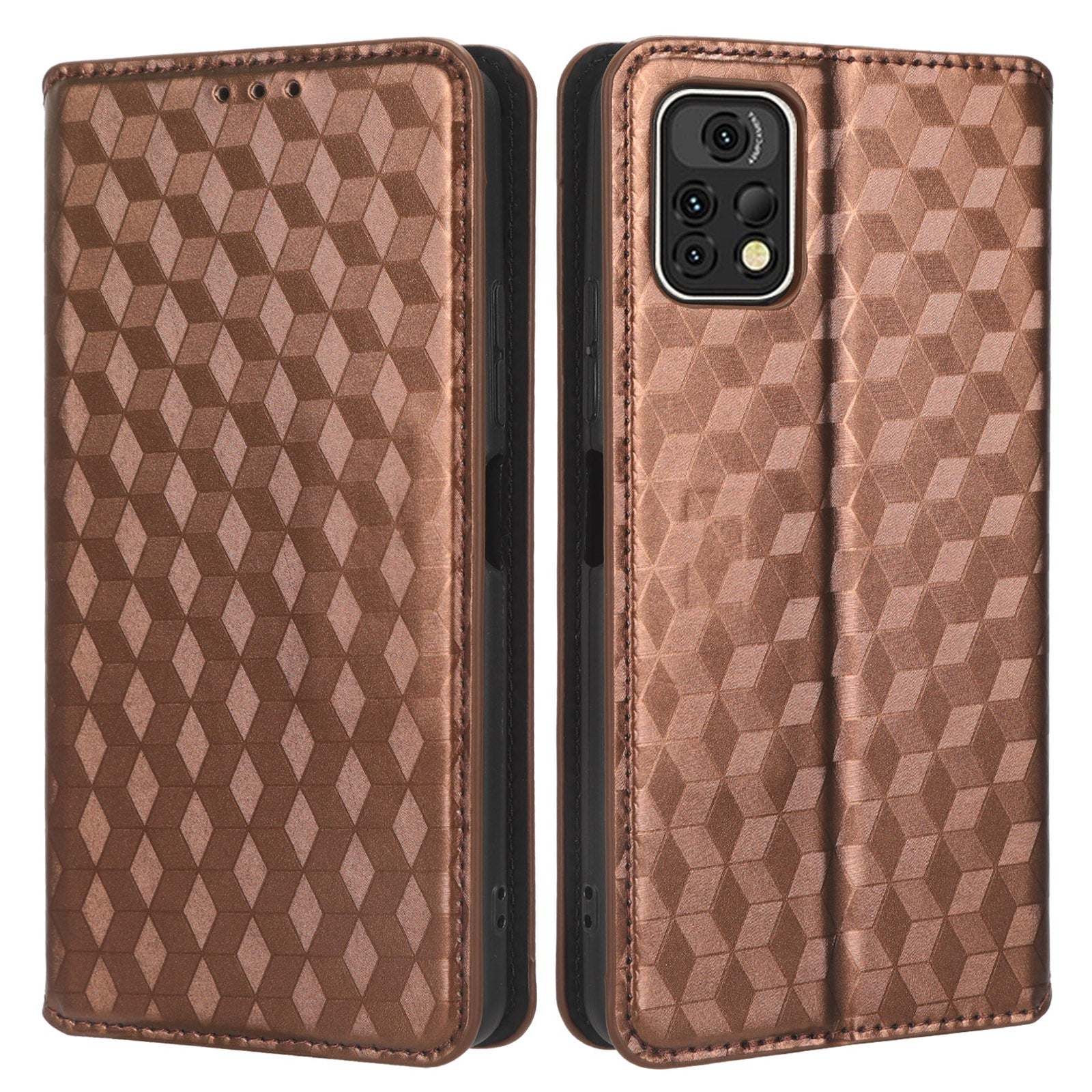 For Umidigi A13 Pro Cell Phone Case Imprinted Rhombus Pattern PU Leather Wallet Anti-Dust Stand Cover