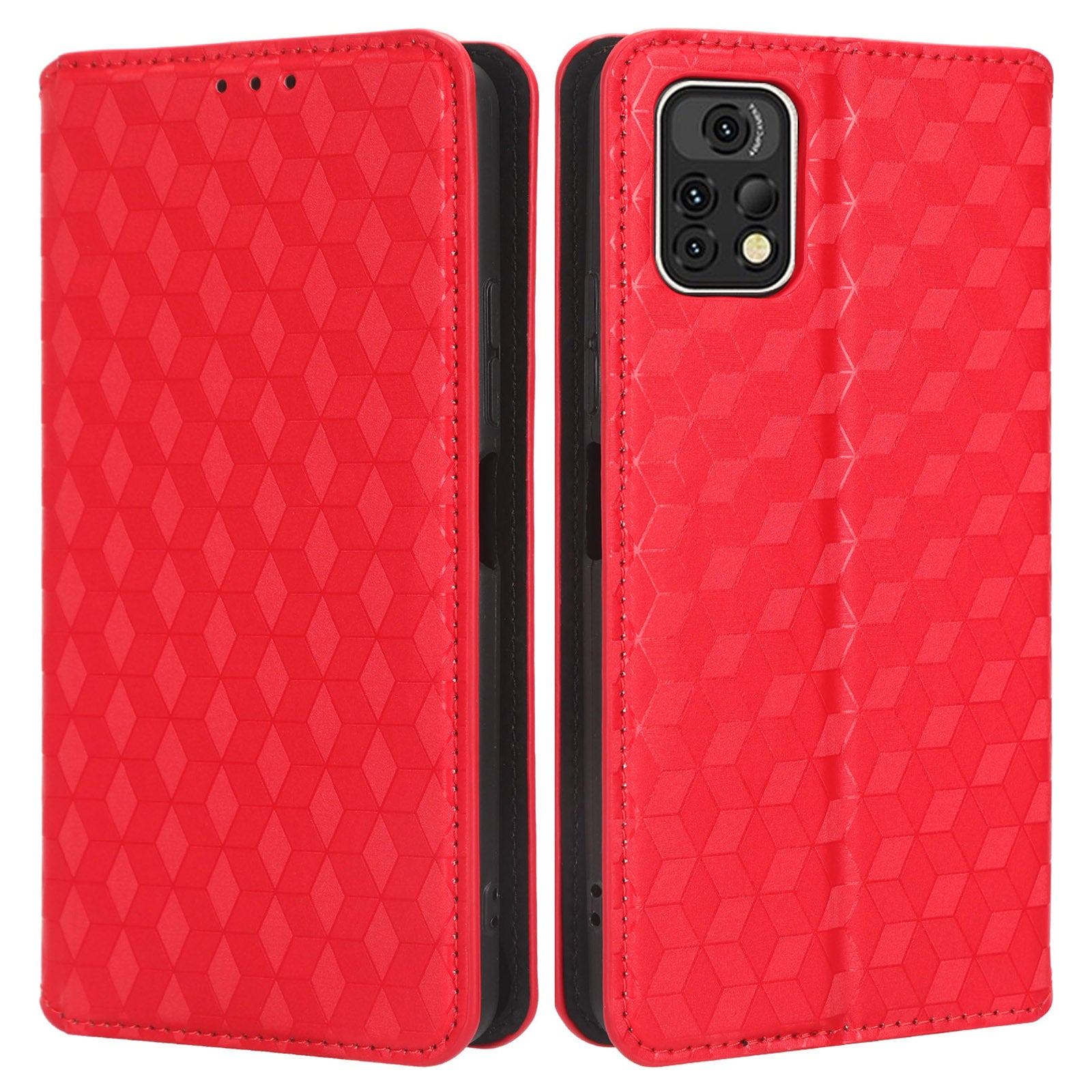 For Umidigi A13 Pro Cell Phone Case Imprinted Rhombus Pattern PU Leather Wallet Anti-Dust Stand Cover