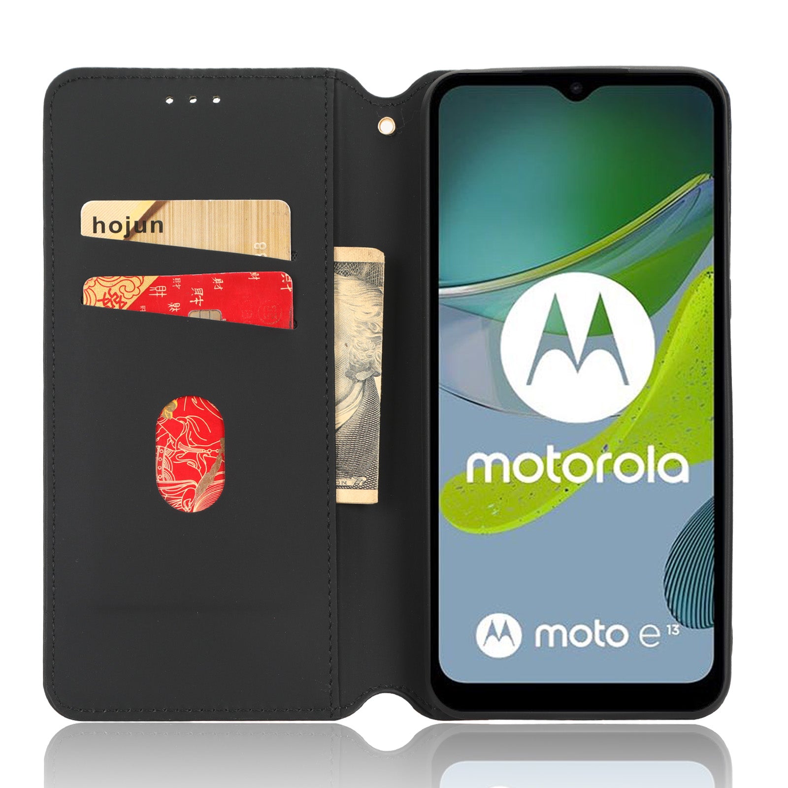 For Motorola Moto E13 4G Shockproof Phone Case Imprinted Rhombus Pattern PU Leather Wallet Stand Cover