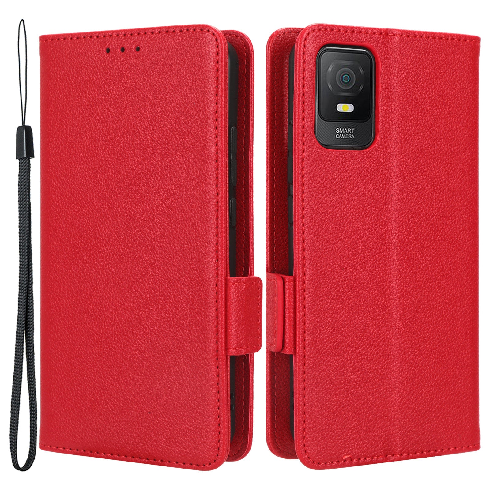 For TCL 403 Litchi Texture Mobile Phone Cover Wallet Stand PU Leather Dual Magnetic Clasp Phone Case