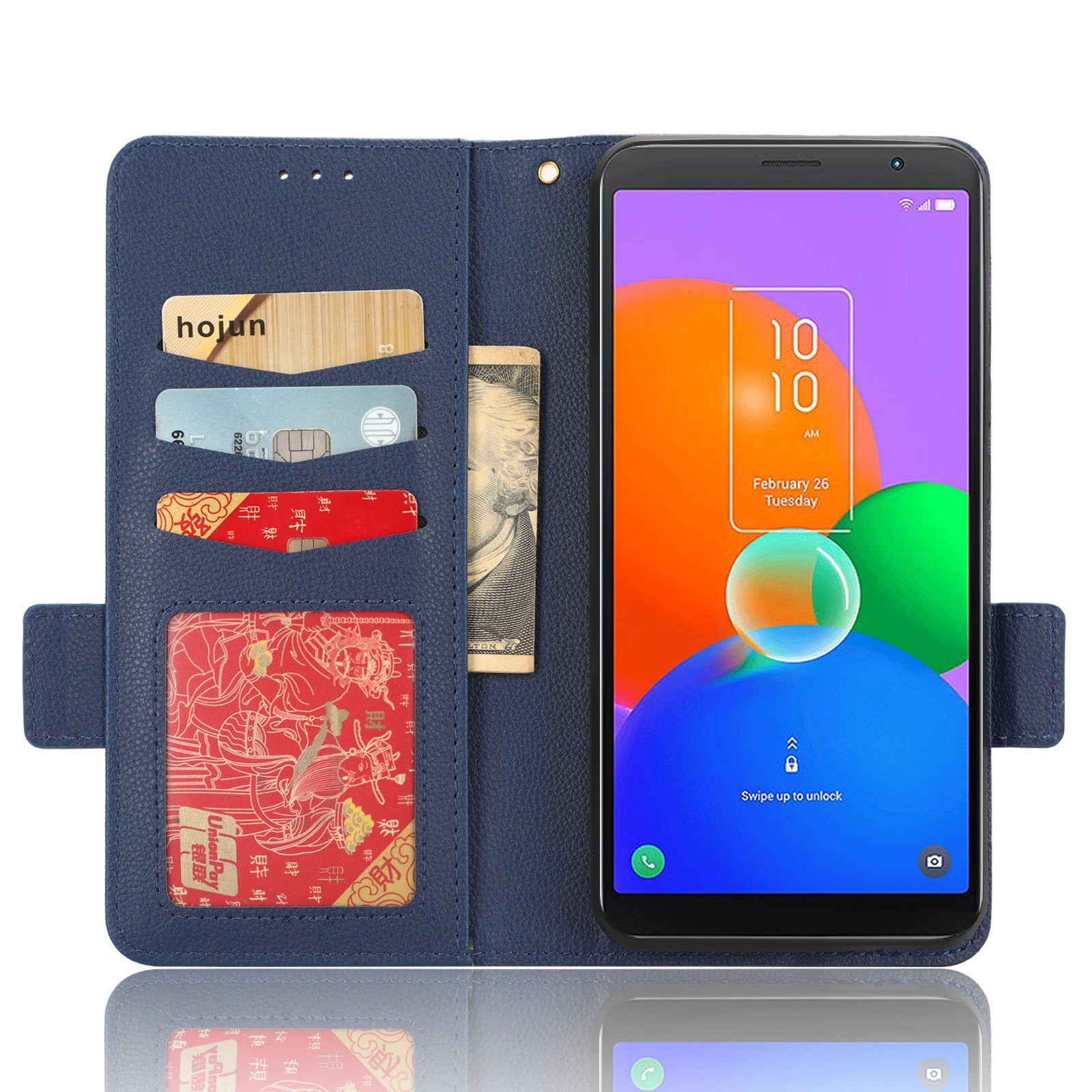 For TCL 403 Litchi Texture Mobile Phone Cover Wallet Stand PU Leather Dual Magnetic Clasp Phone Case